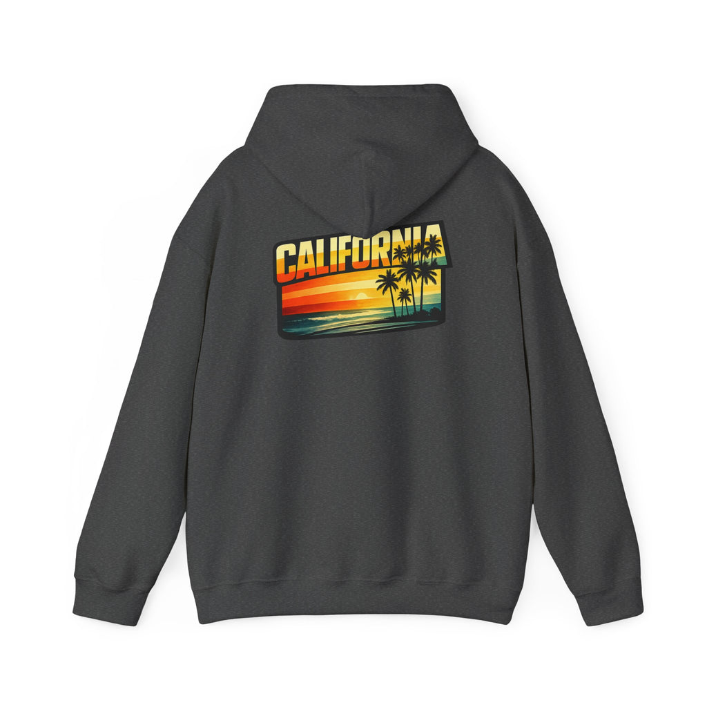 California Sunset Palm Tree Hoodie — Retro Beach Pullover