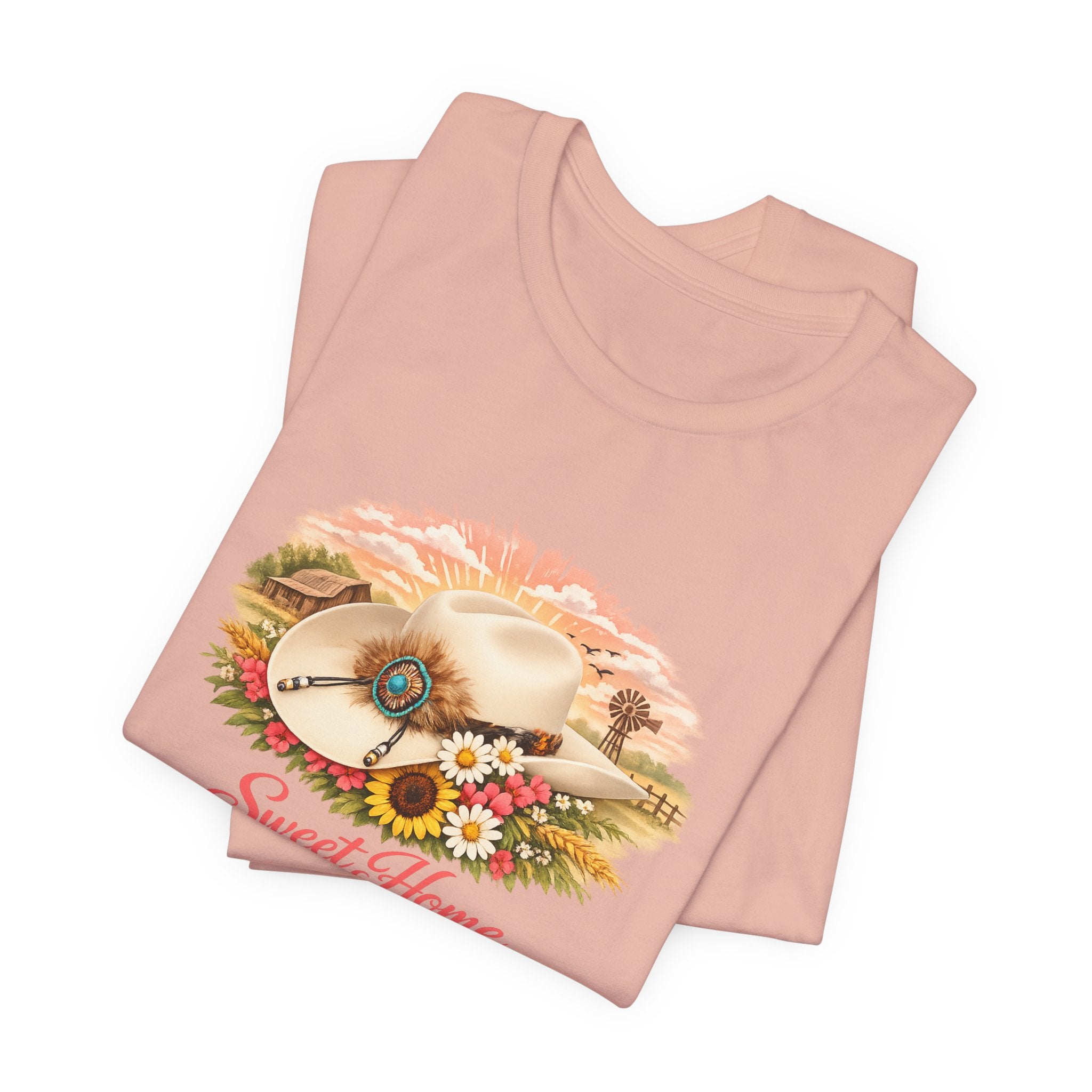 Women's Sweet Home Floral Cowboy Hat Tee — Country Vintage Graphic T-Shirt