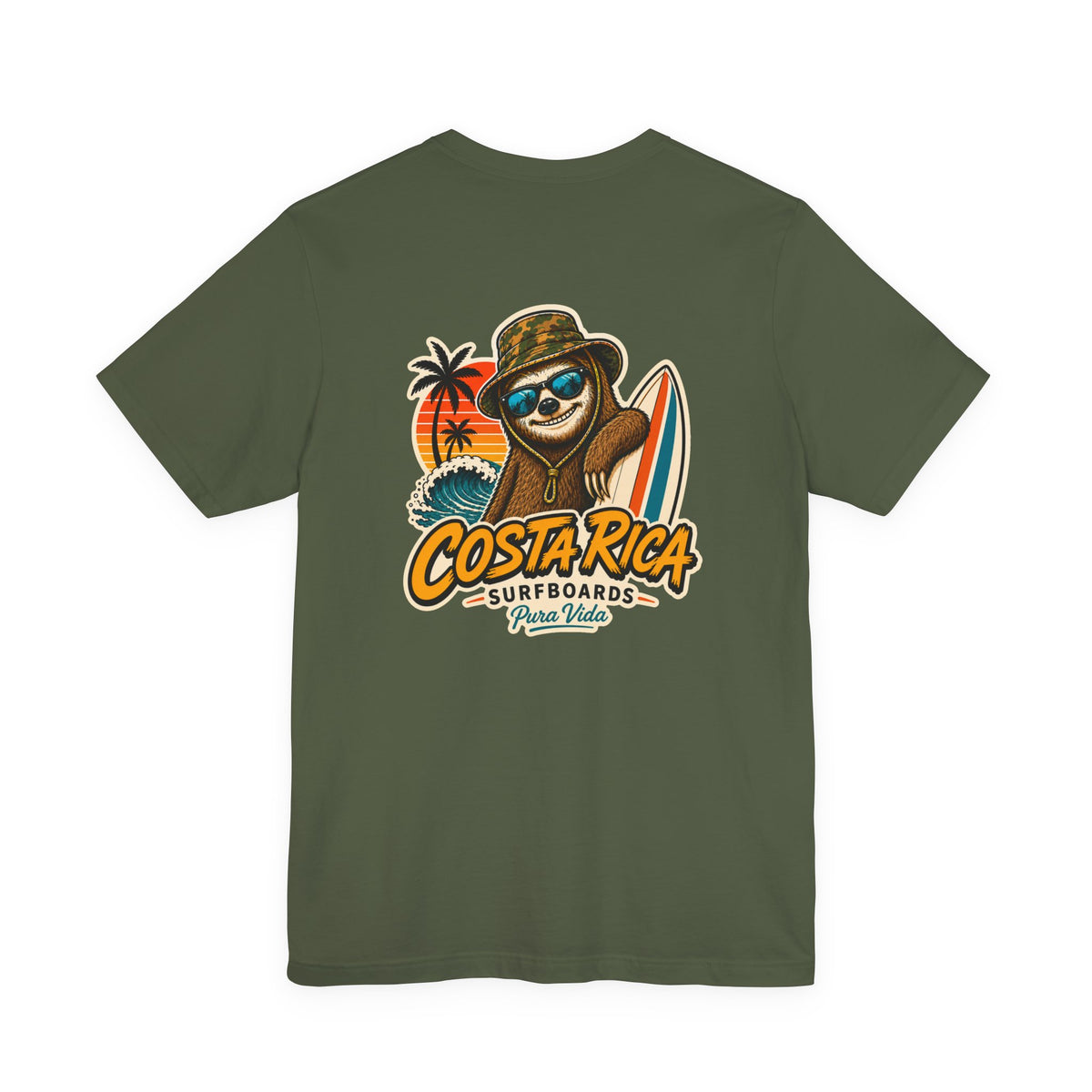 Pura Vida Sloth Beach Costa Rica T-Shirt – Retro Tropical Surf Graphic Tee