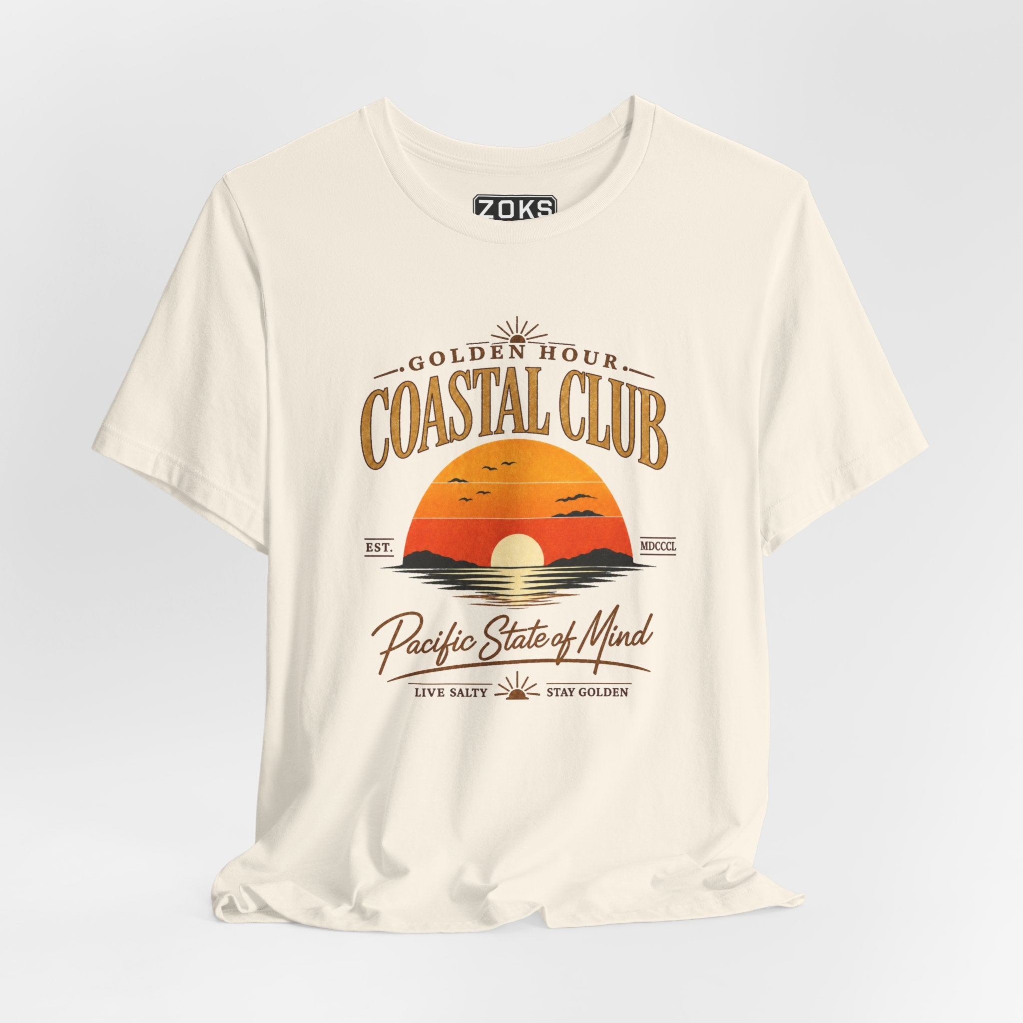 Women's Coastal Club Sunset Tee — "Golden Hour" Pacific State of Mind T-Shirt