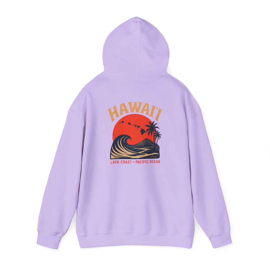 Hawai'i Lava Coast Surf Hoodie | Vintage Wave, Volcano & Palm Tree Graphic Sweatshirt