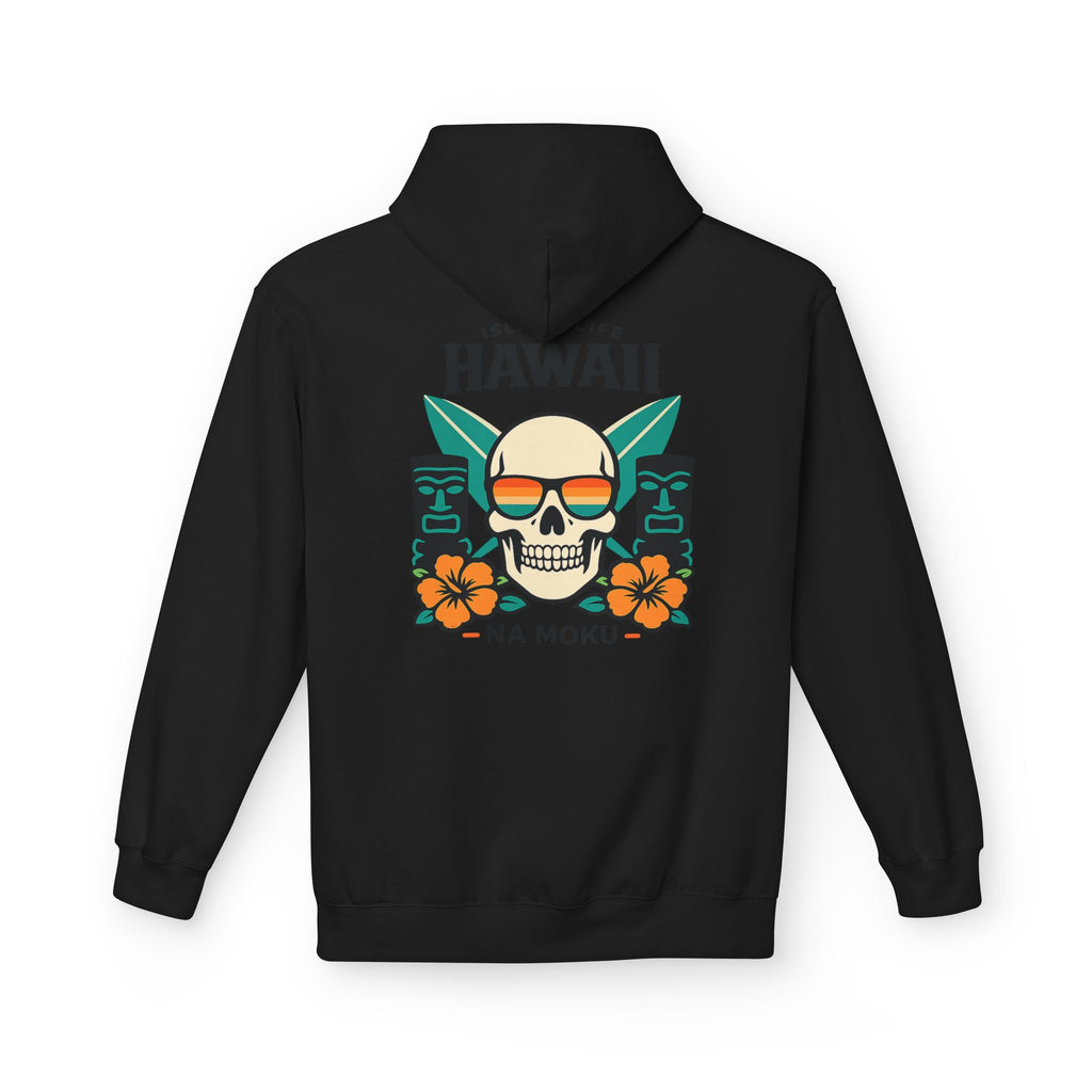 Hawaii Skull Surf Hoodie — Na Moku Island Tiki Floral Pullover