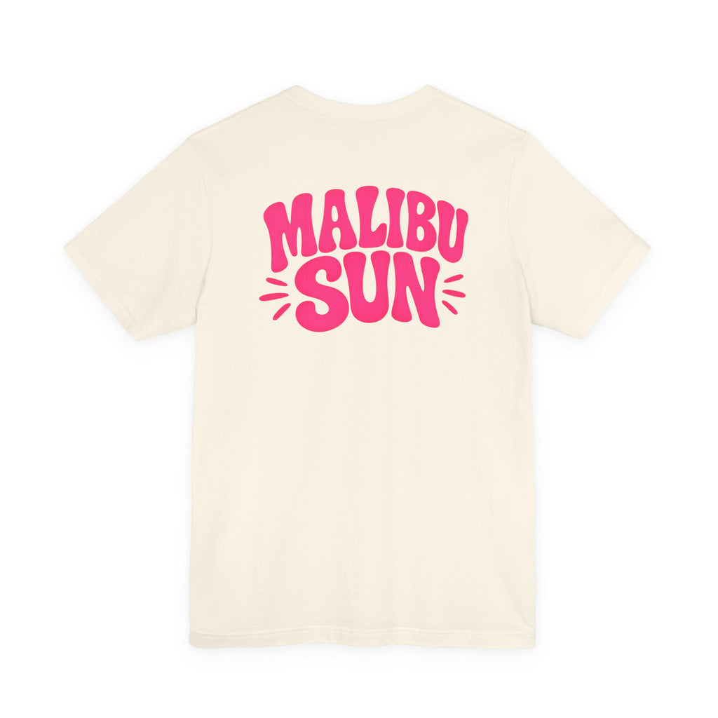 Malibu Sun Graphic Tee – Women's Soft Coastal Aesthetic Shirt, Summer Vacation Beach T-Shirt