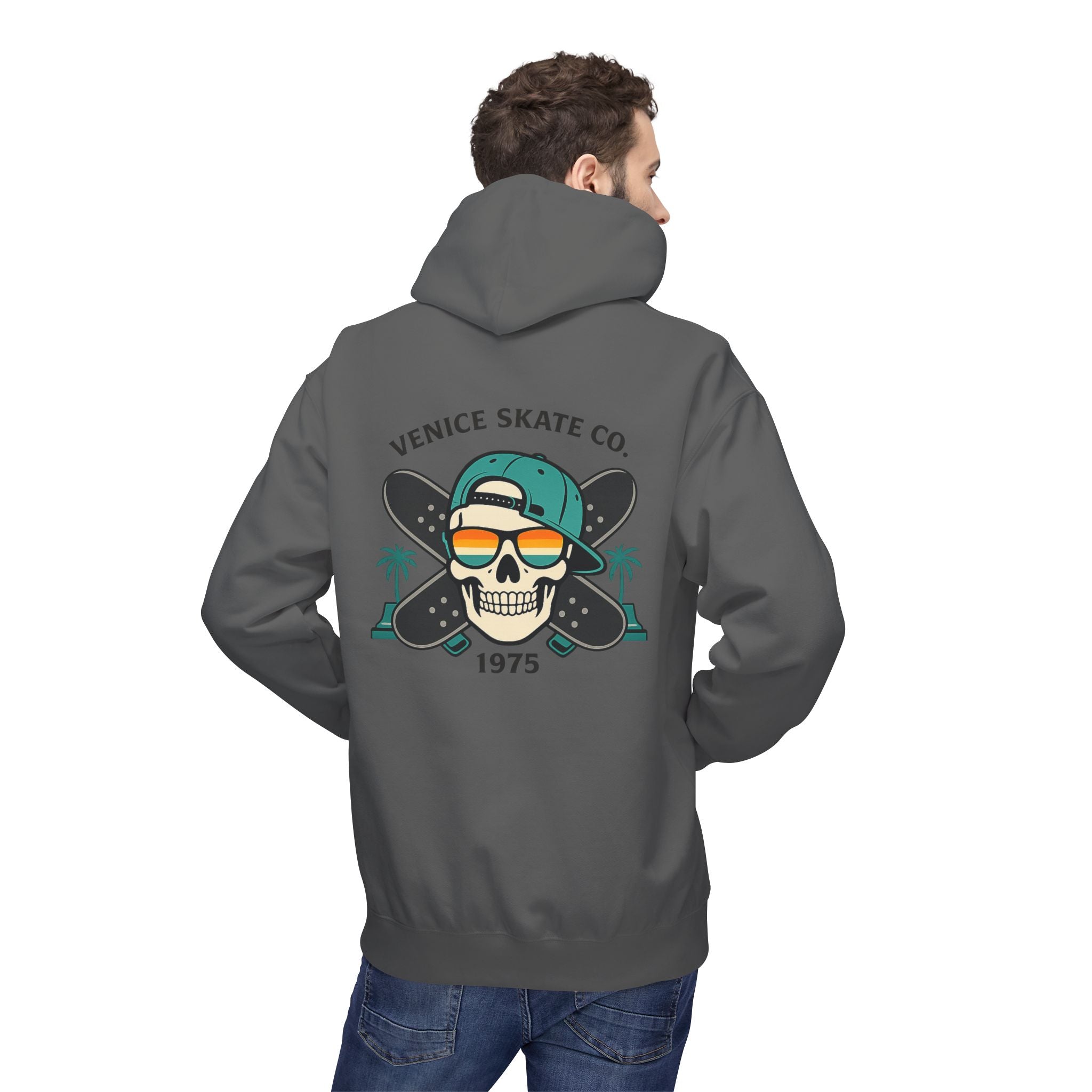 Venice Skate Co. Skull Palm Skateboard Hoodie — Retro Venice, California Pullover