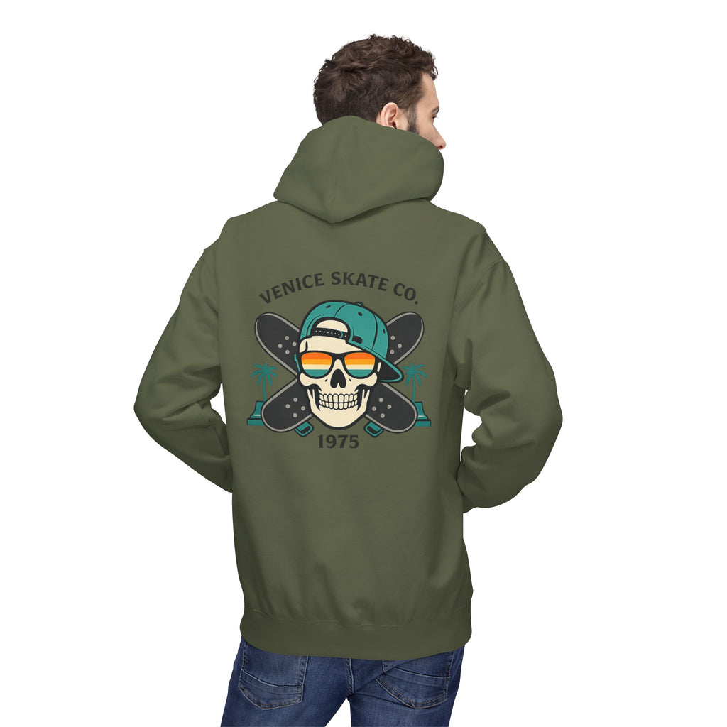 Venice Skate Co. Skull Palm Skateboard Hoodie — Retro Venice, California Pullover