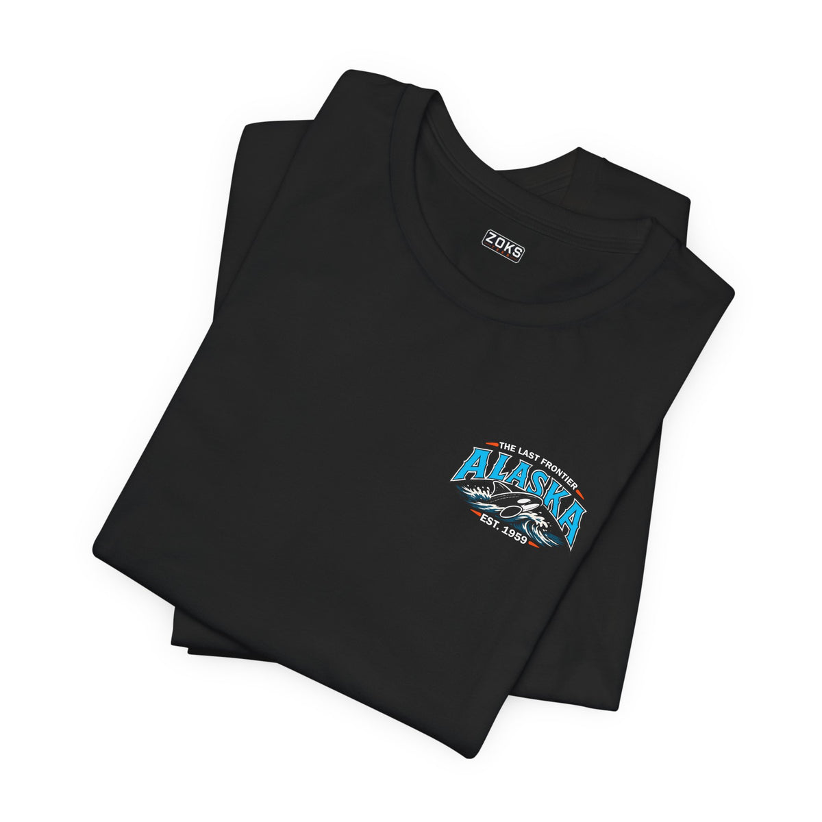 Alaska The Last Frontier T-Shirt – Orca Sunset Graphic Tee, Vintage Outdoor Travel Shirt, Nature Adventure Back Print Tee