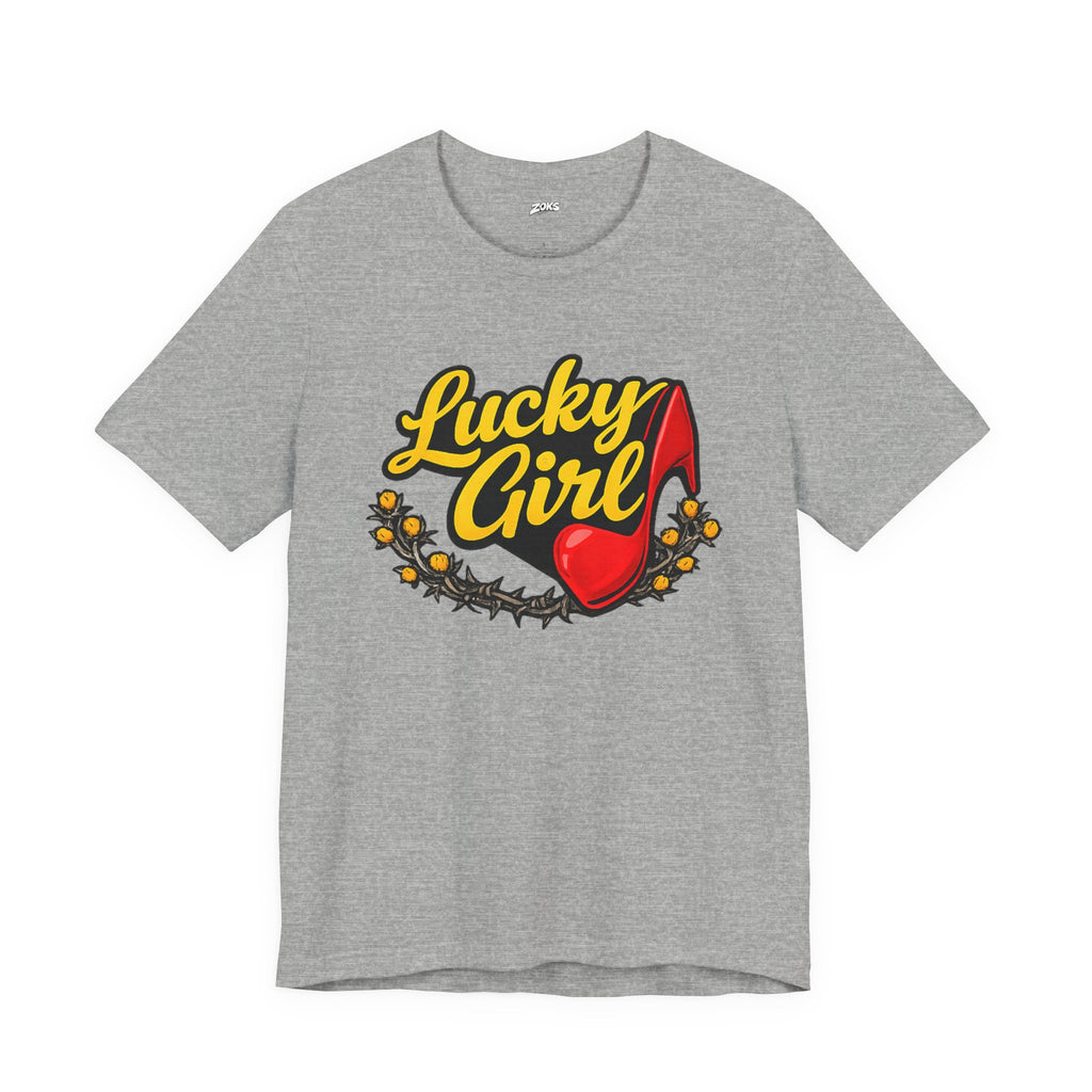 Lucky Girl Tee — Vintage Red Shoe Graphic T-Shirt