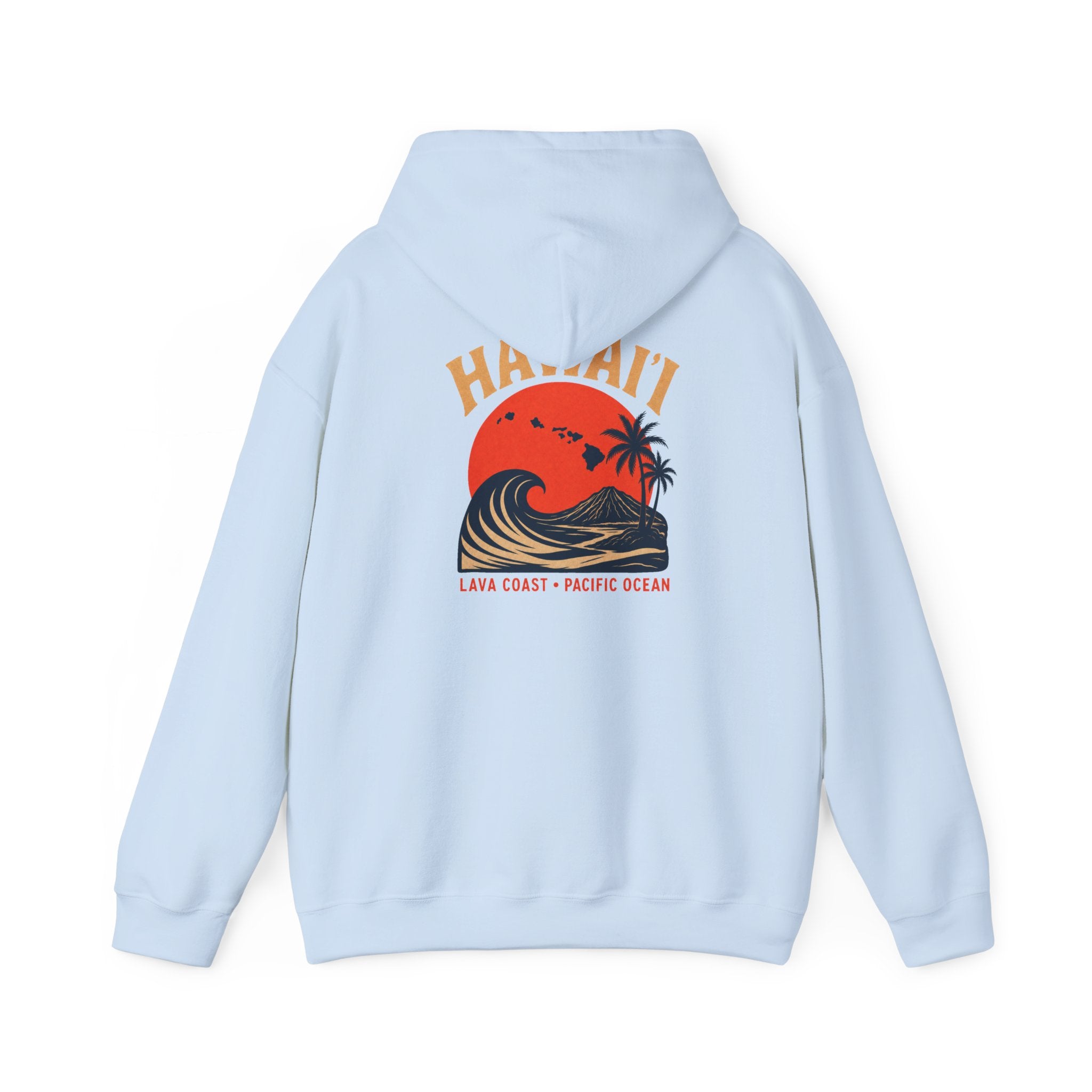 Hawai'i Lava Coast Surf Hoodie | Vintage Wave, Volcano & Palm Tree Graphic Sweatshirt
