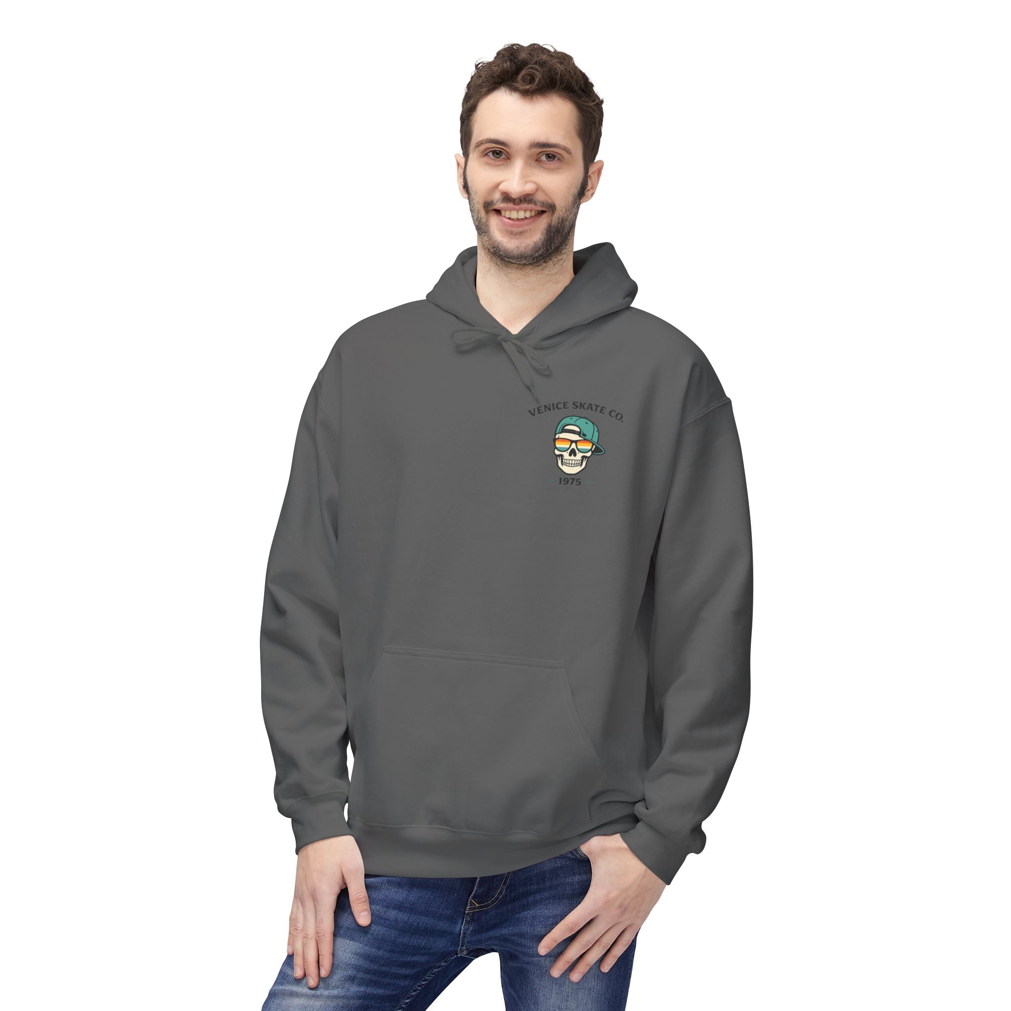 Venice Skate Co. Skull Palm Skateboard Hoodie — Retro Venice, California Pullover