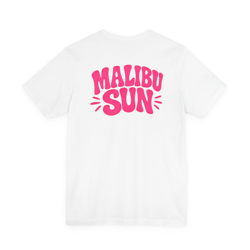 Malibu Sun Graphic Tee – Women's Soft Coastal Aesthetic Shirt, Summer Vacation Beach T-Shirt