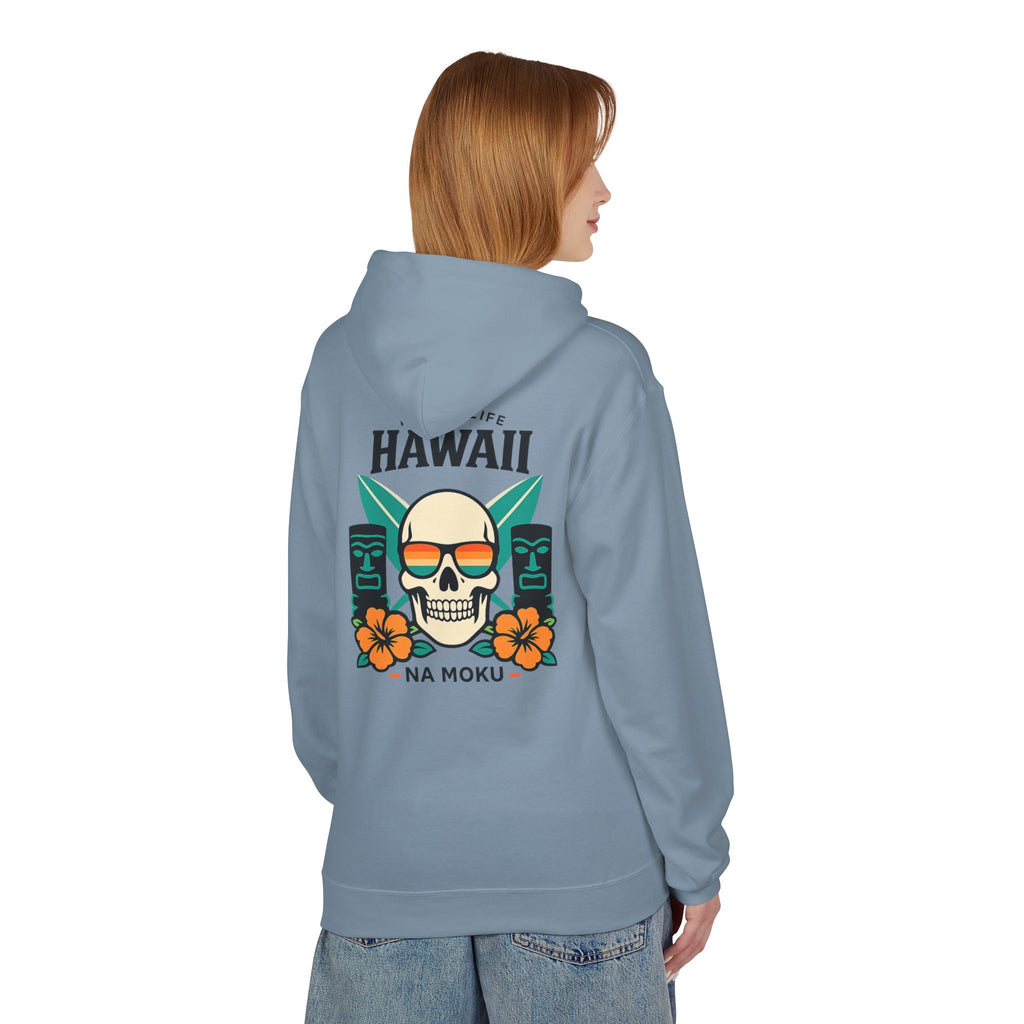 Hawaii Skull Surf Hoodie — Na Moku Island Tiki Floral Pullover