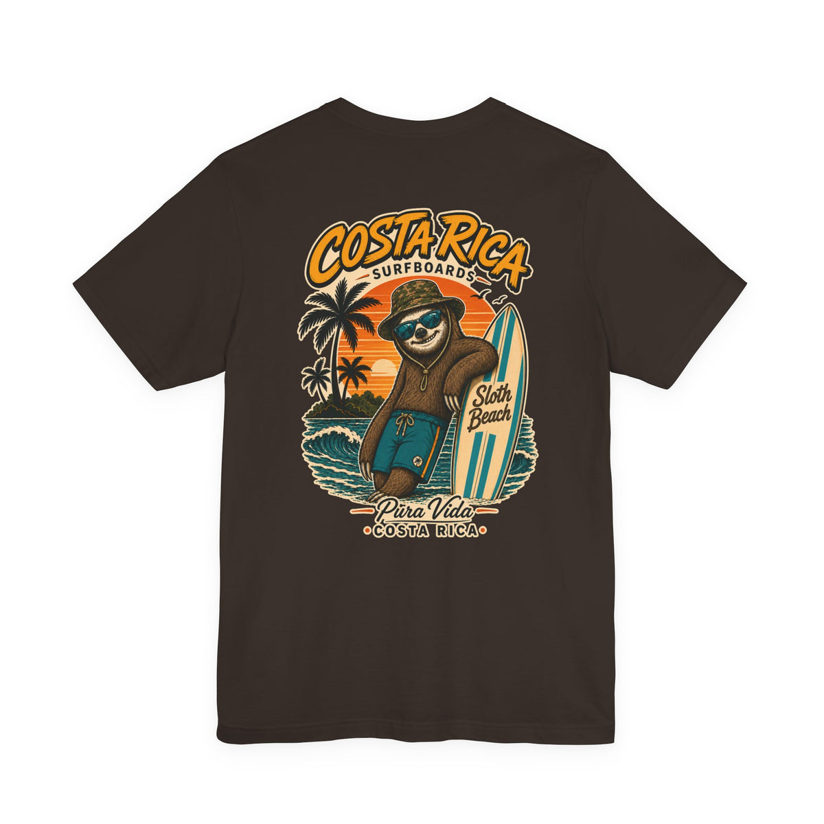 Costa Rica Surf Sloth T‑Shirt — Pura Vida Beach Tee