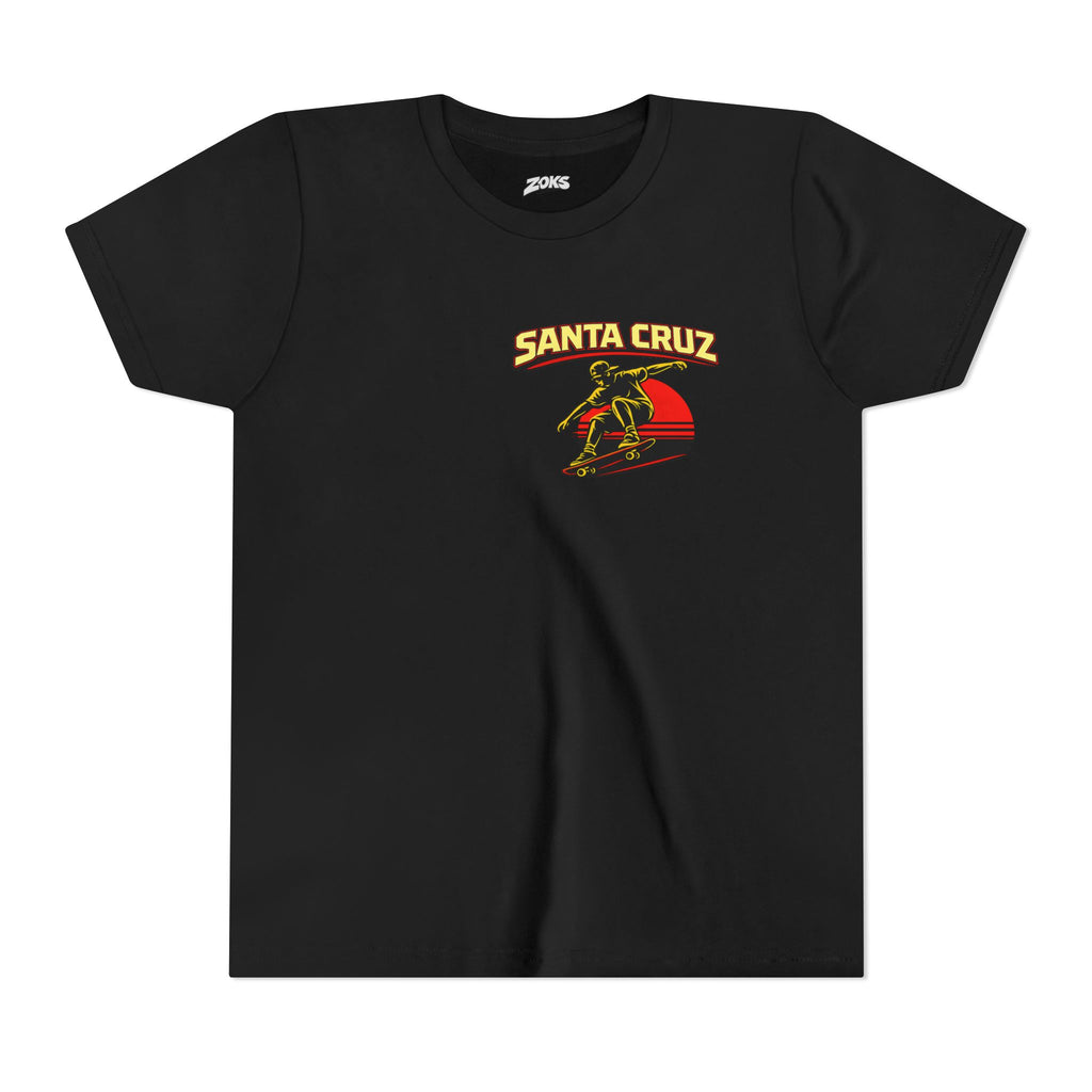 Youth Skateboard T-Shirt - 'Santa Cruz California USA' Retro Sunset Tee