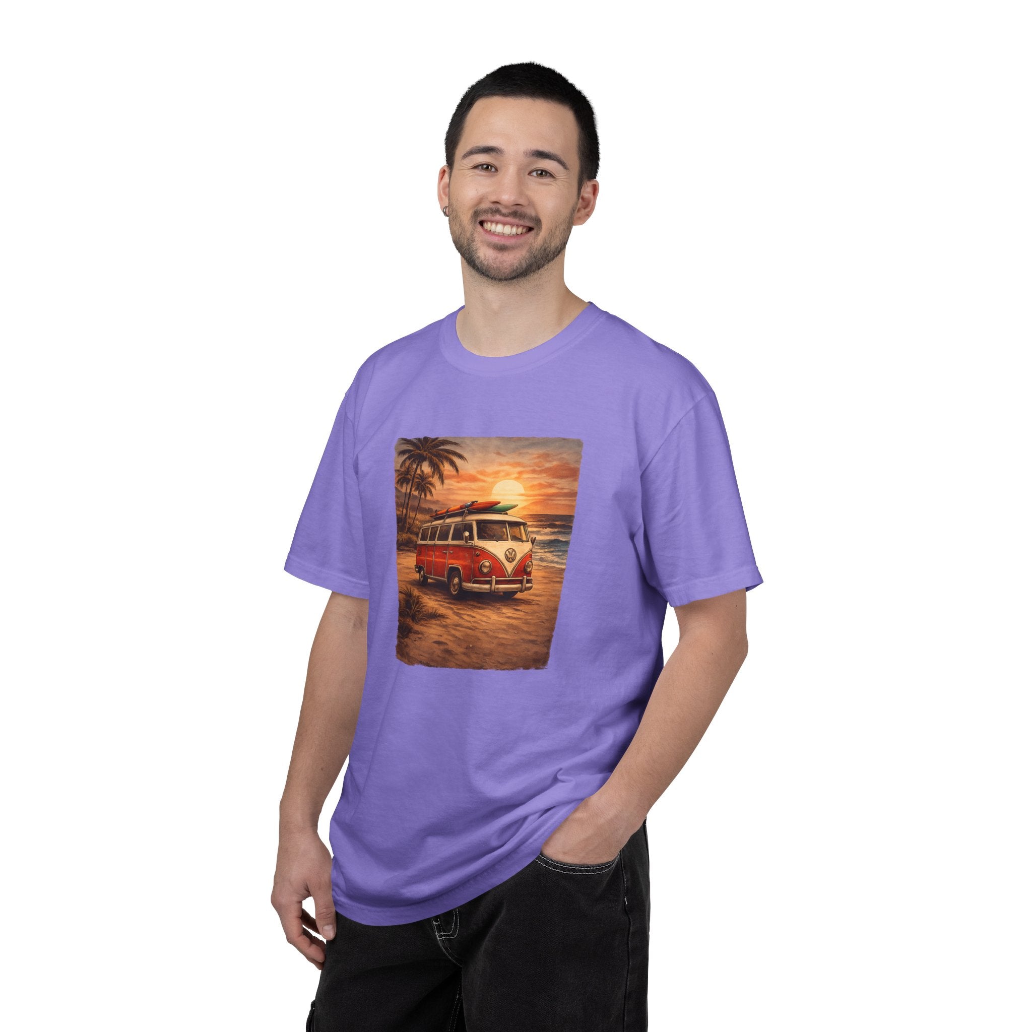 Vintage VW Bus Sunset T-Shirt — Retro Surf Camper Tee