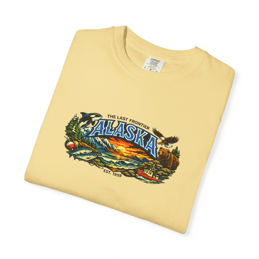 Alaska Scenic T‑Shirt — 'The Last Frontier' Sunset Graphic