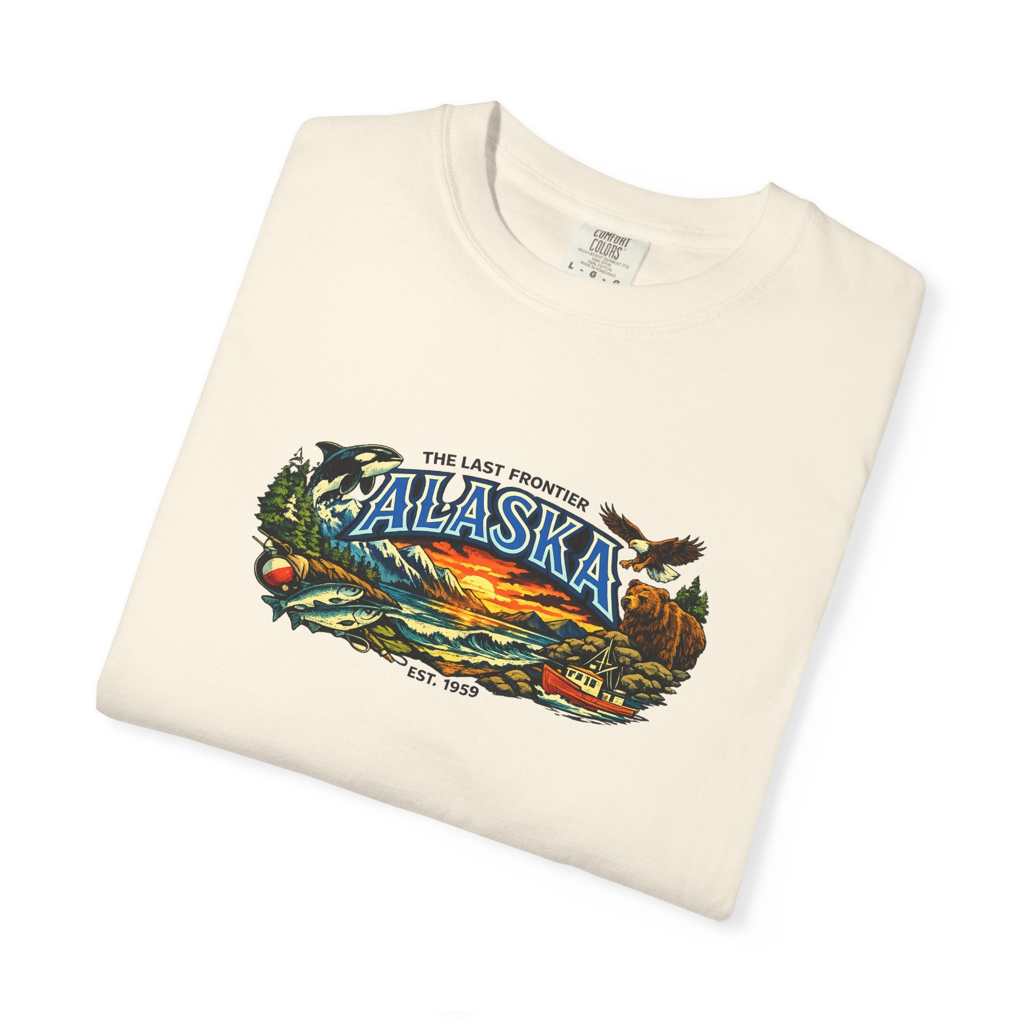 Alaska Scenic T‑Shirt — 'The Last Frontier' Sunset Graphic