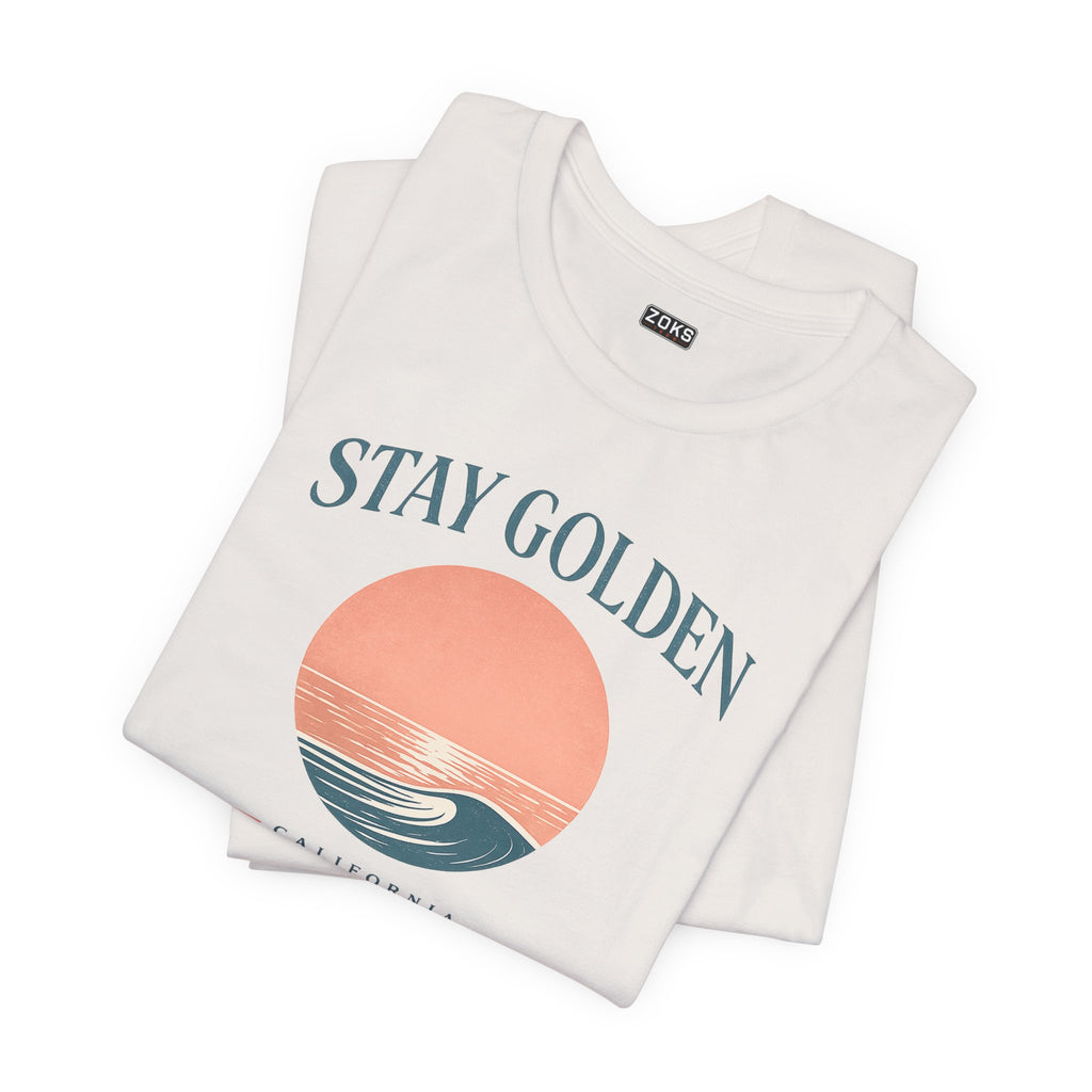 Stay Golden Sunset California Tee — Minimalist Women's Graphic T-Shirt
