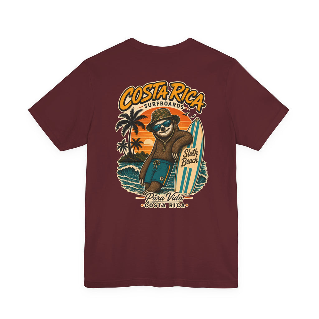 Costa Rica Surf Sloth T‑Shirt — Pura Vida Beach Tee