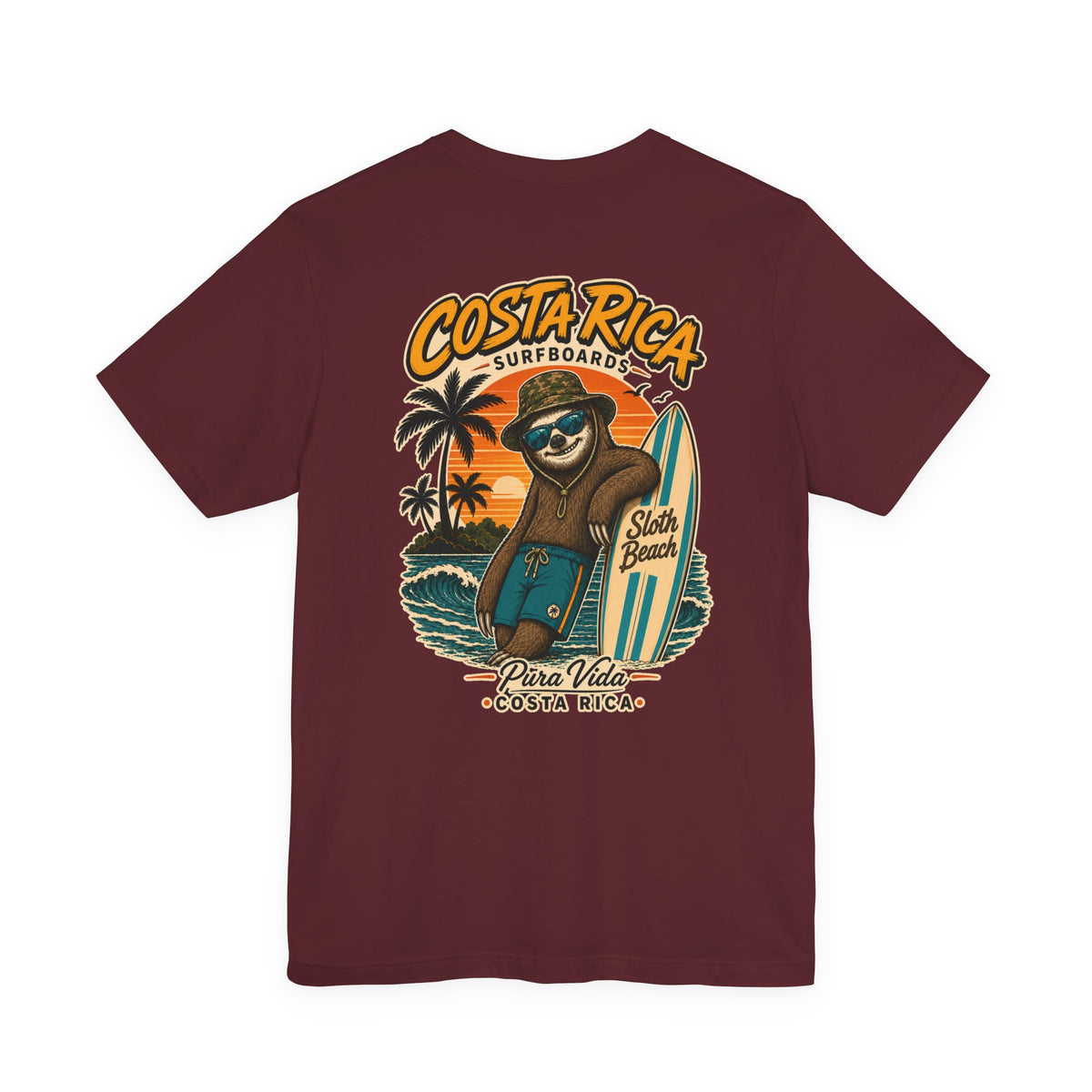 Costa Rica Surf Sloth T‑Shirt — Pura Vida Beach Tee