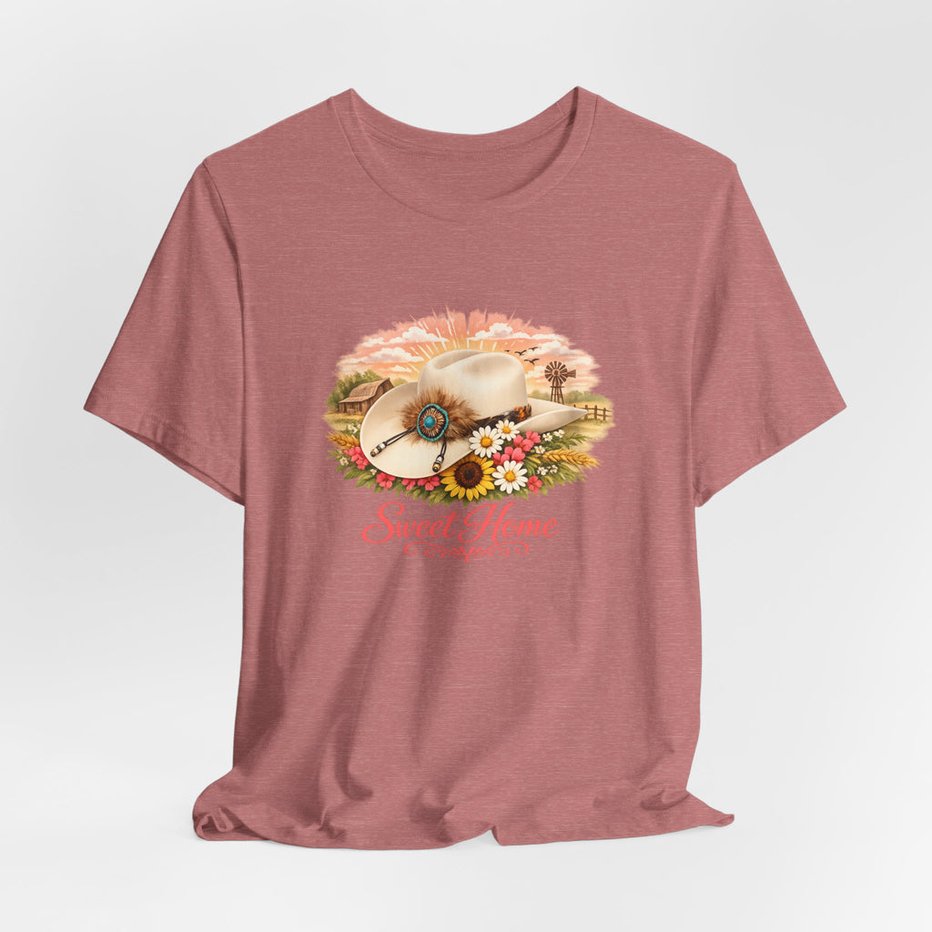Women's Sweet Home Floral Cowboy Hat Tee — Country Vintage Graphic T-Shirt