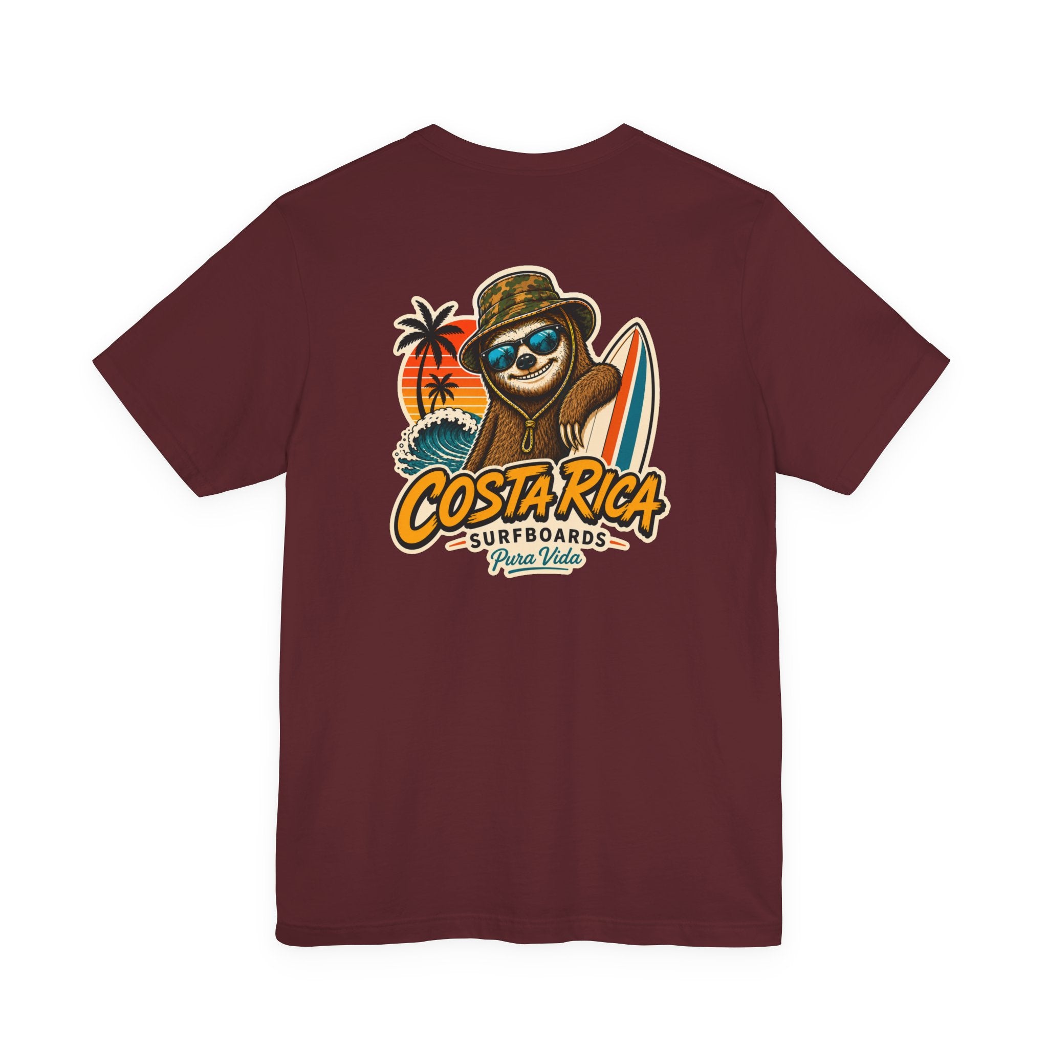 Pura Vida Sloth Beach Costa Rica T-Shirt – Retro Tropical Surf Graphic Tee