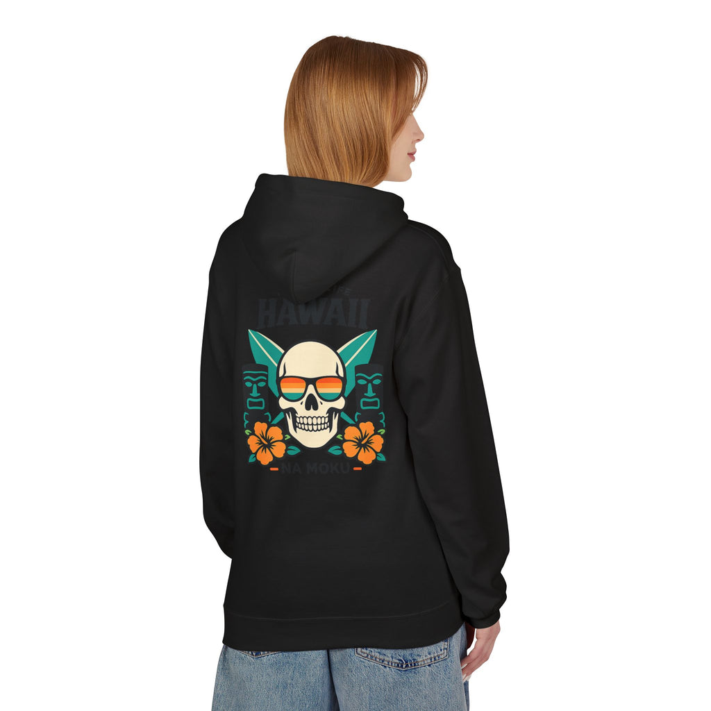 Hawaii Skull Surf Hoodie — Na Moku Island Tiki Floral Pullover