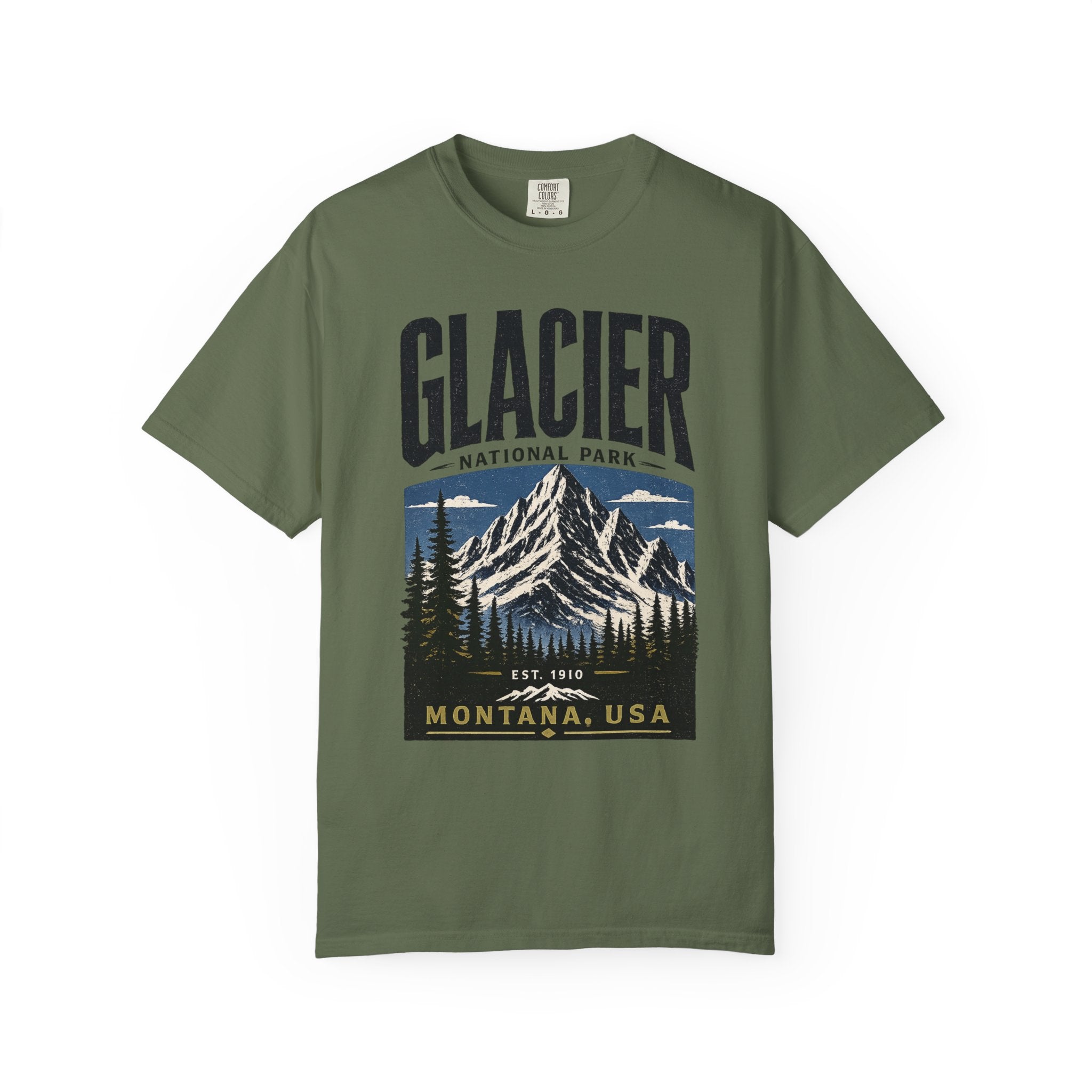 Glacier National Park Montana Mountain Scenic Graphic T-Shirt