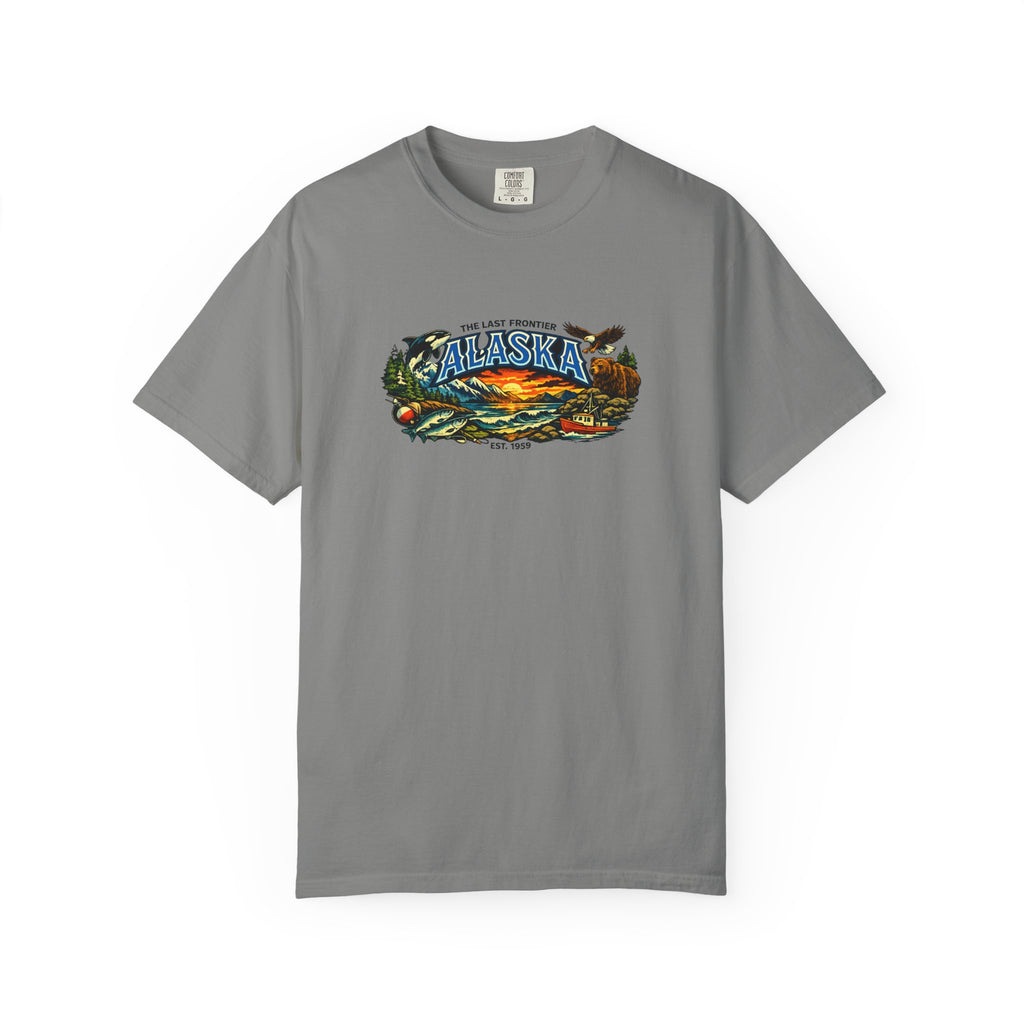 Alaska Scenic T‑Shirt — 'The Last Frontier' Sunset Graphic
