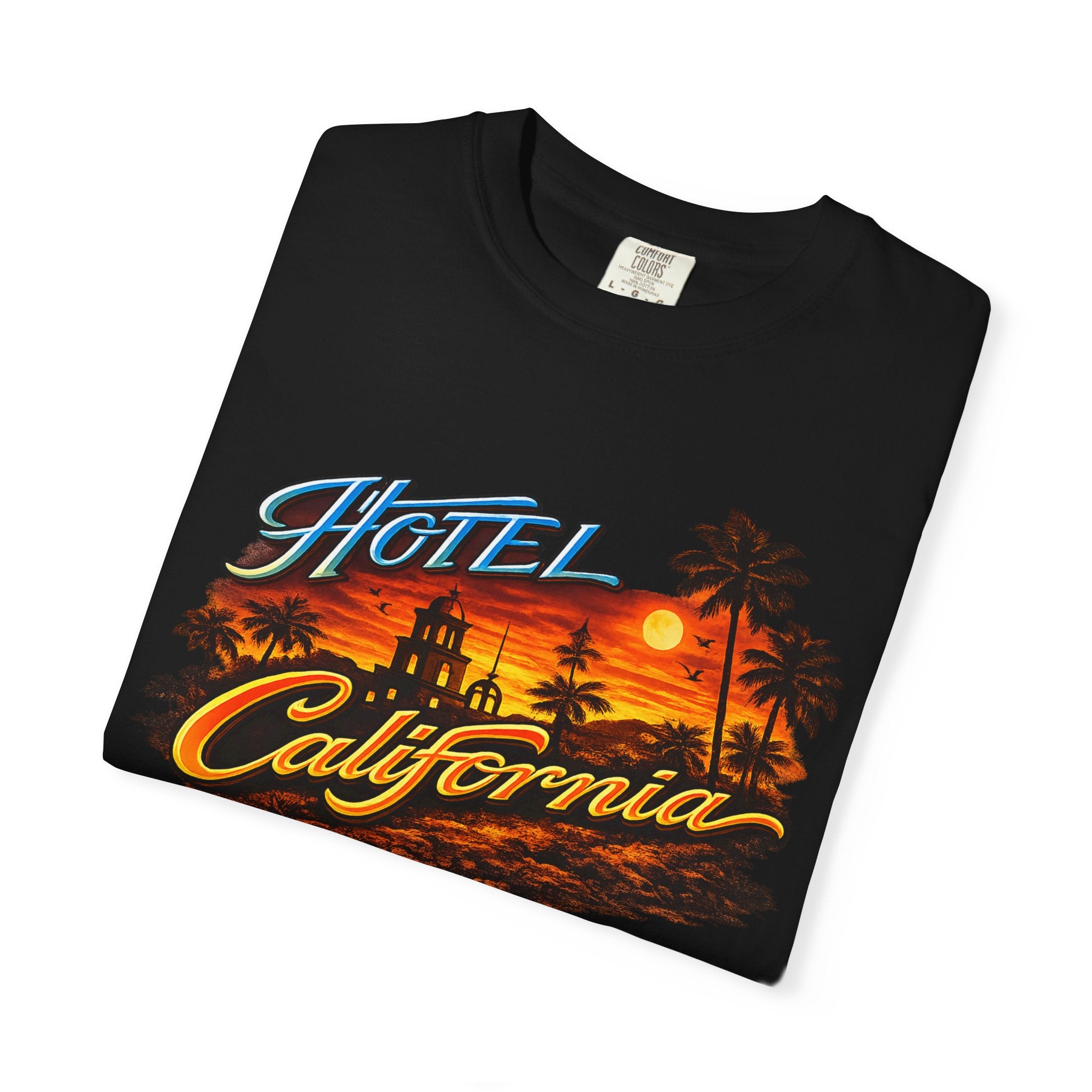 T-Shirt — Retro "Hotel California" Sunset Graphic Tee