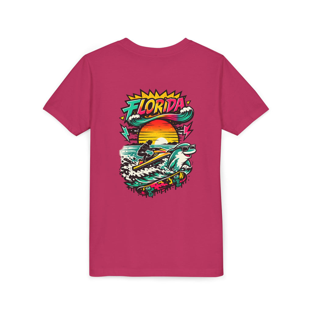 Florida Shark Surf Youth Tee - Kids' Beach Graphic T-Shirt