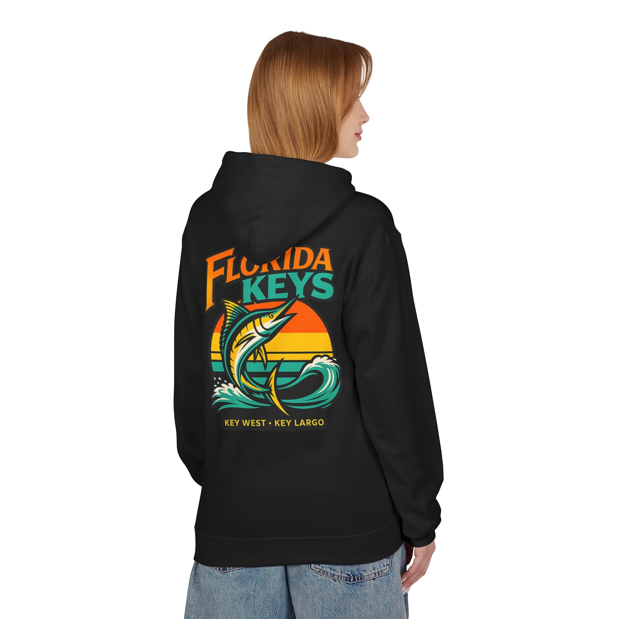 Florida Keys Fishing Hoodie — Key West Key Largo Sunset Marlin Design