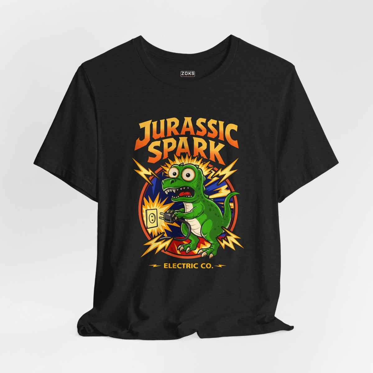 Jurassic Spark T‑Shirt — Retro Electric Dinosaur Graphic Tee