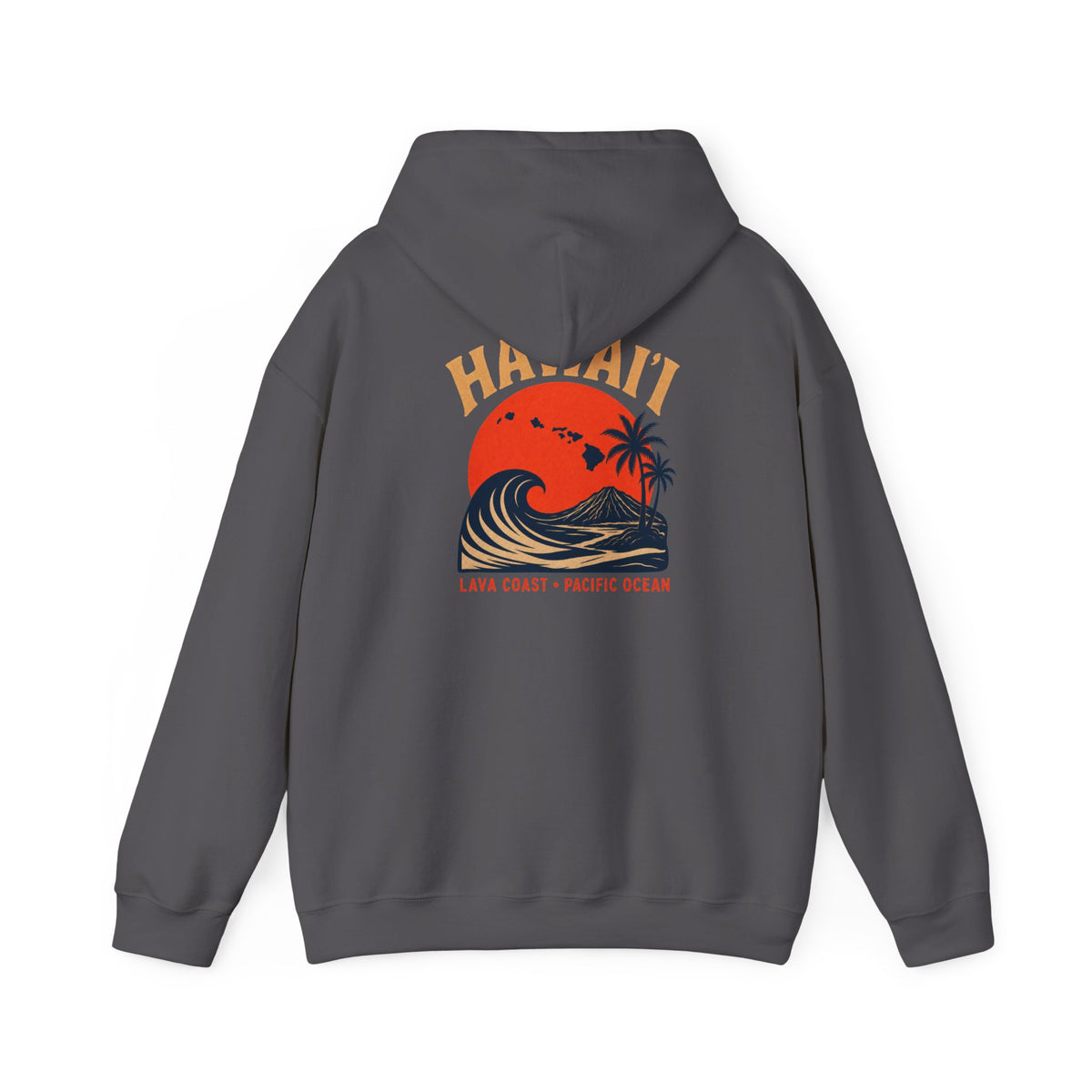 Hawai'i Lava Coast Surf Hoodie | Vintage Wave, Volcano & Palm Tree Graphic Sweatshirt