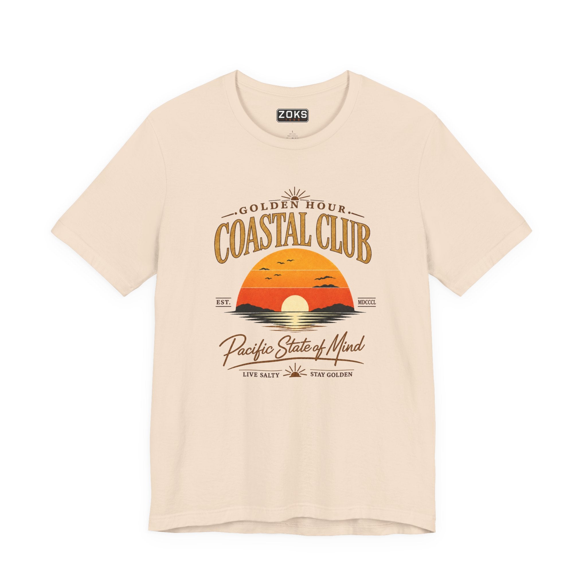 Women's Coastal Club Sunset Tee — "Golden Hour" Pacific State of Mind T-Shirt