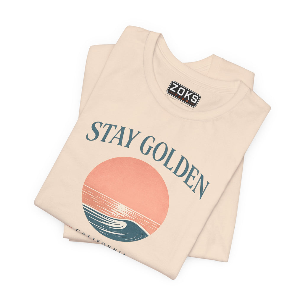 Stay Golden Sunset California Tee — Minimalist Women's Graphic T-Shirt