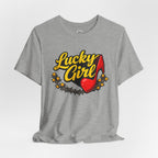 Lucky Girl Tee — Women's Vintage Red Shoe Graphic T-Shirt