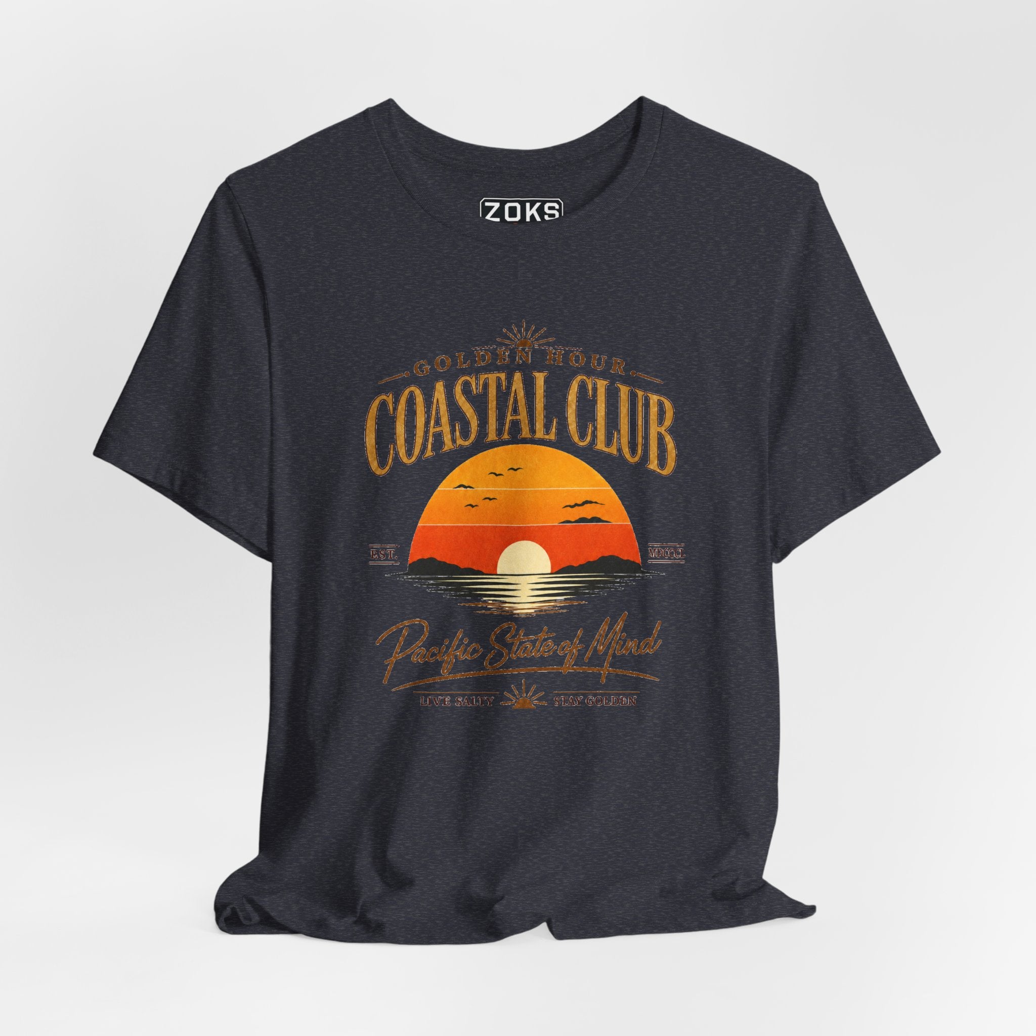 Women's Coastal Club Sunset Tee — "Golden Hour" Pacific State of Mind T-Shirt
