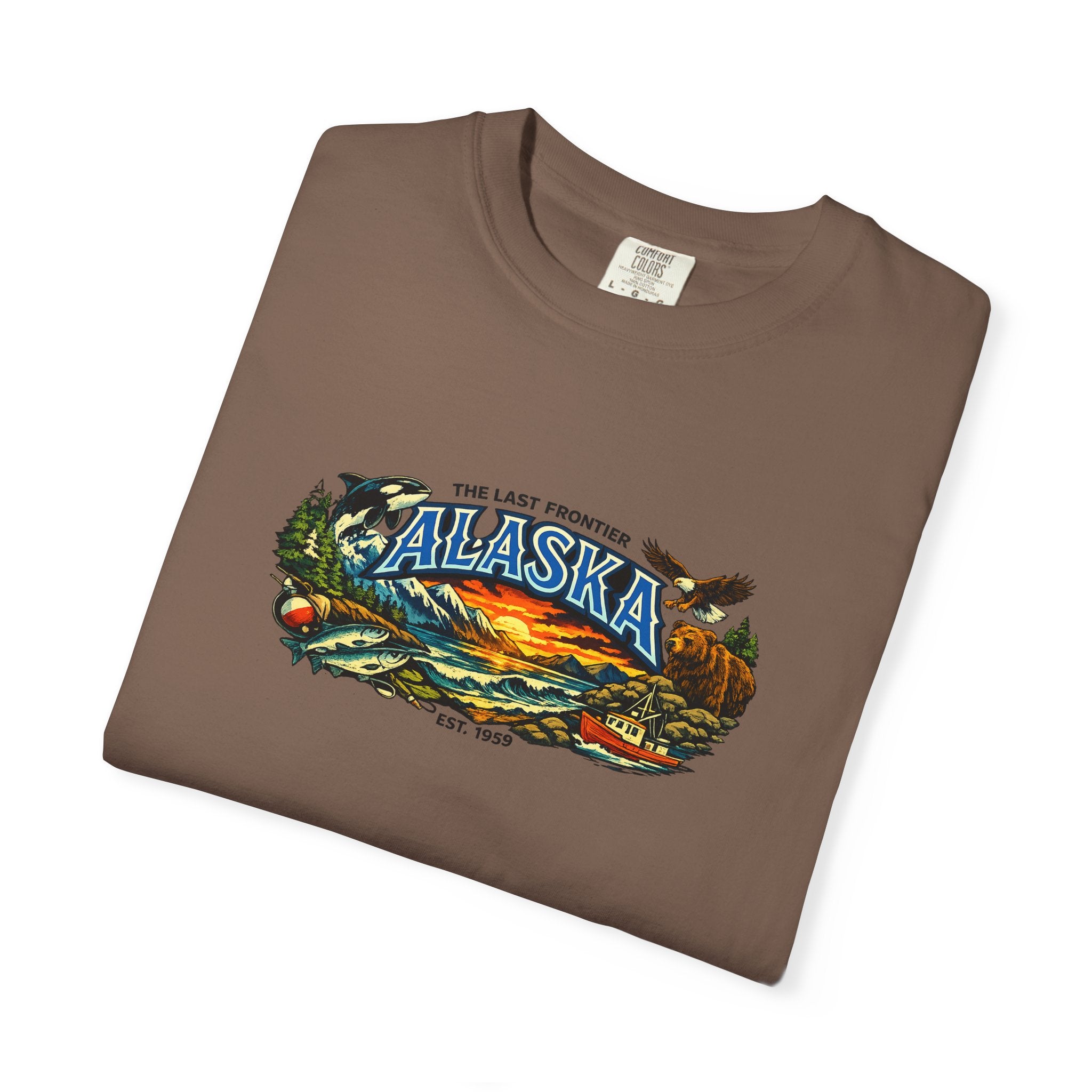 Alaska Scenic T‑Shirt — 'The Last Frontier' Sunset Graphic