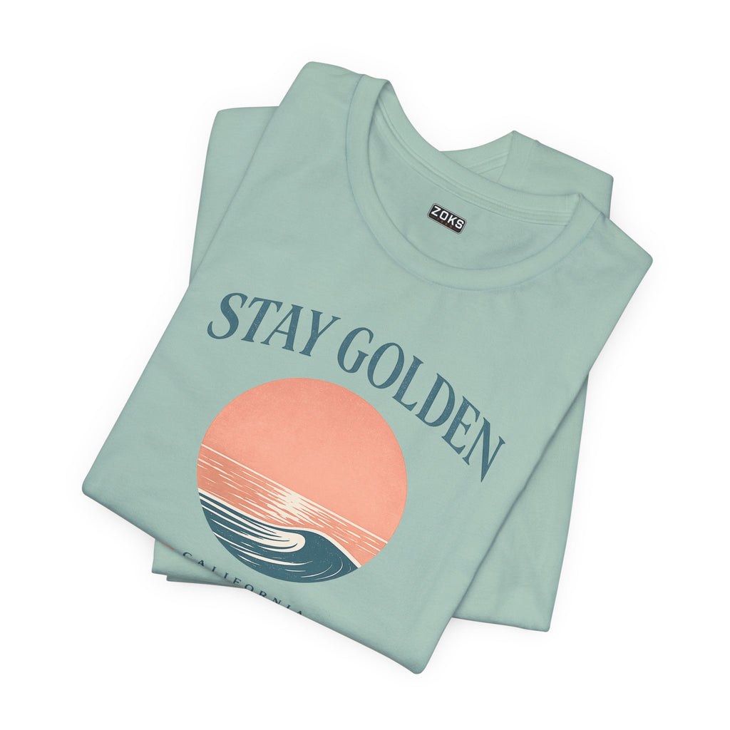 Stay Golden Sunset California Tee — Minimalist Women's Graphic T-Shirt