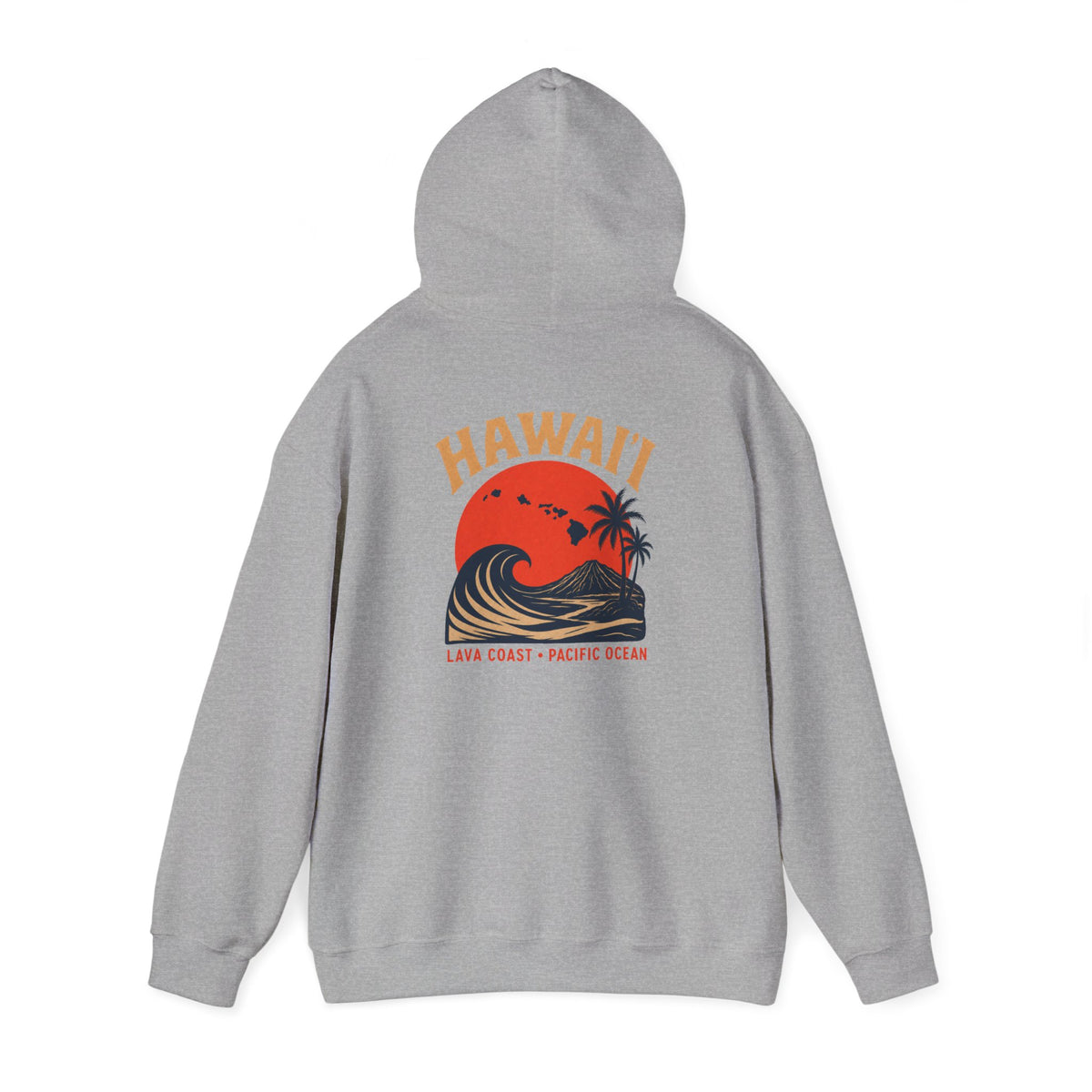 Hawai'i Lava Coast Surf Hoodie | Vintage Wave, Volcano & Palm Tree Graphic Sweatshirt