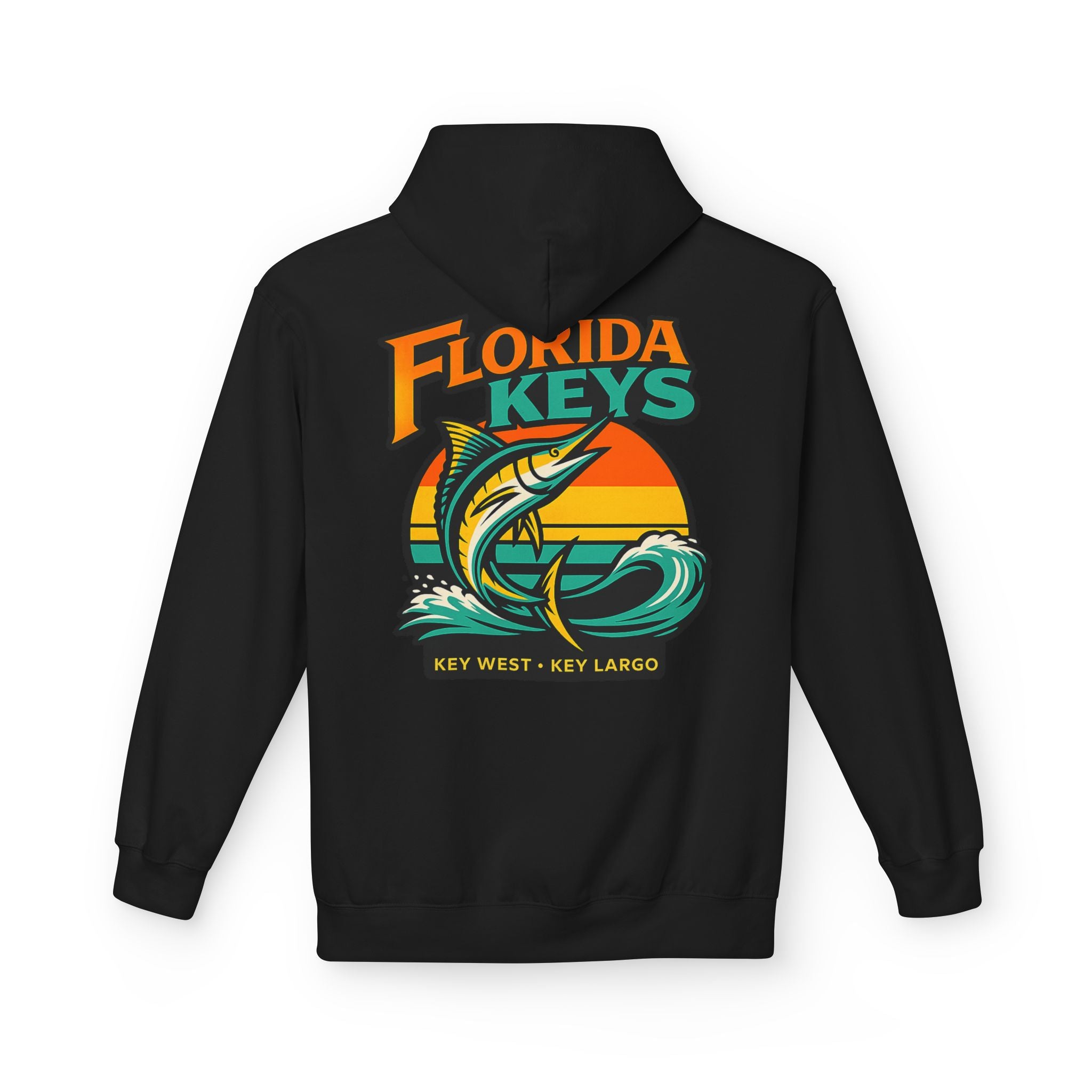 Florida Keys Fishing Hoodie — Key West Key Largo Sunset Marlin Design