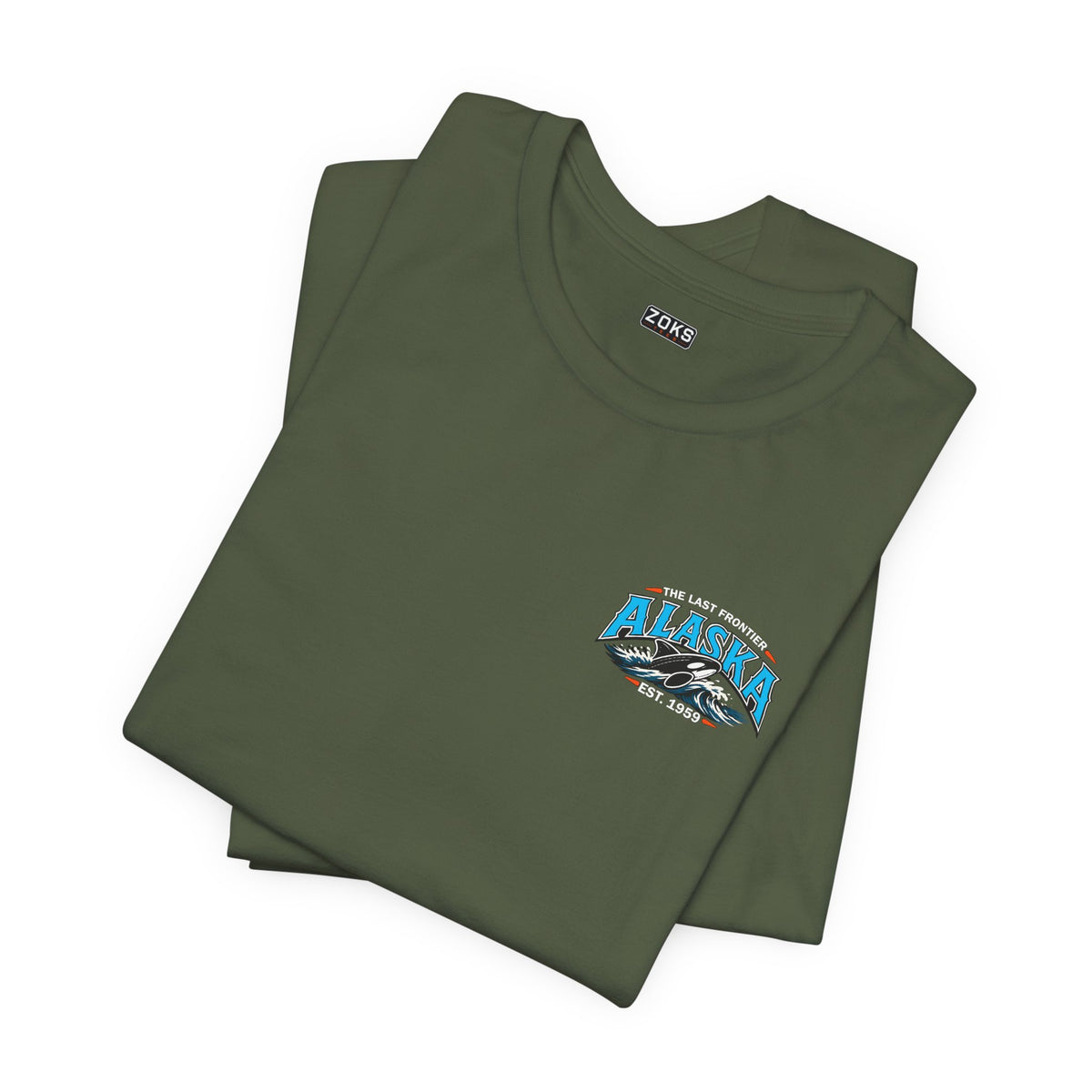Alaska The Last Frontier T-Shirt – Orca Sunset Graphic Tee, Vintage Outdoor Travel Shirt, Nature Adventure Back Print Tee