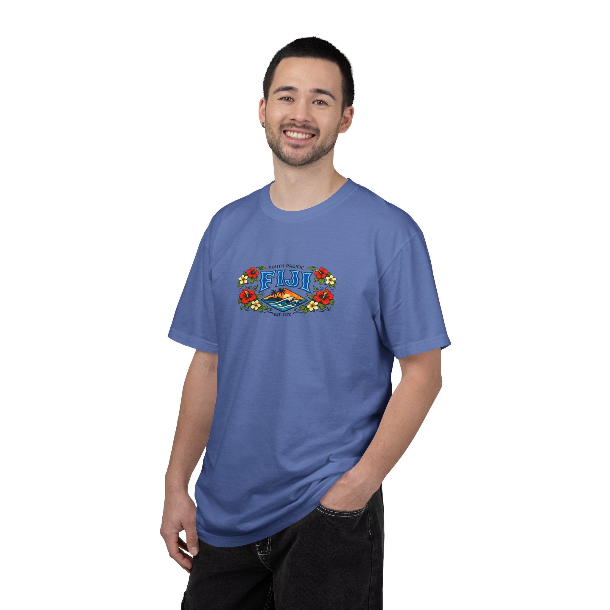 Fiji Floral Vacation T-Shirt — South Pacific Island Scenic Tee