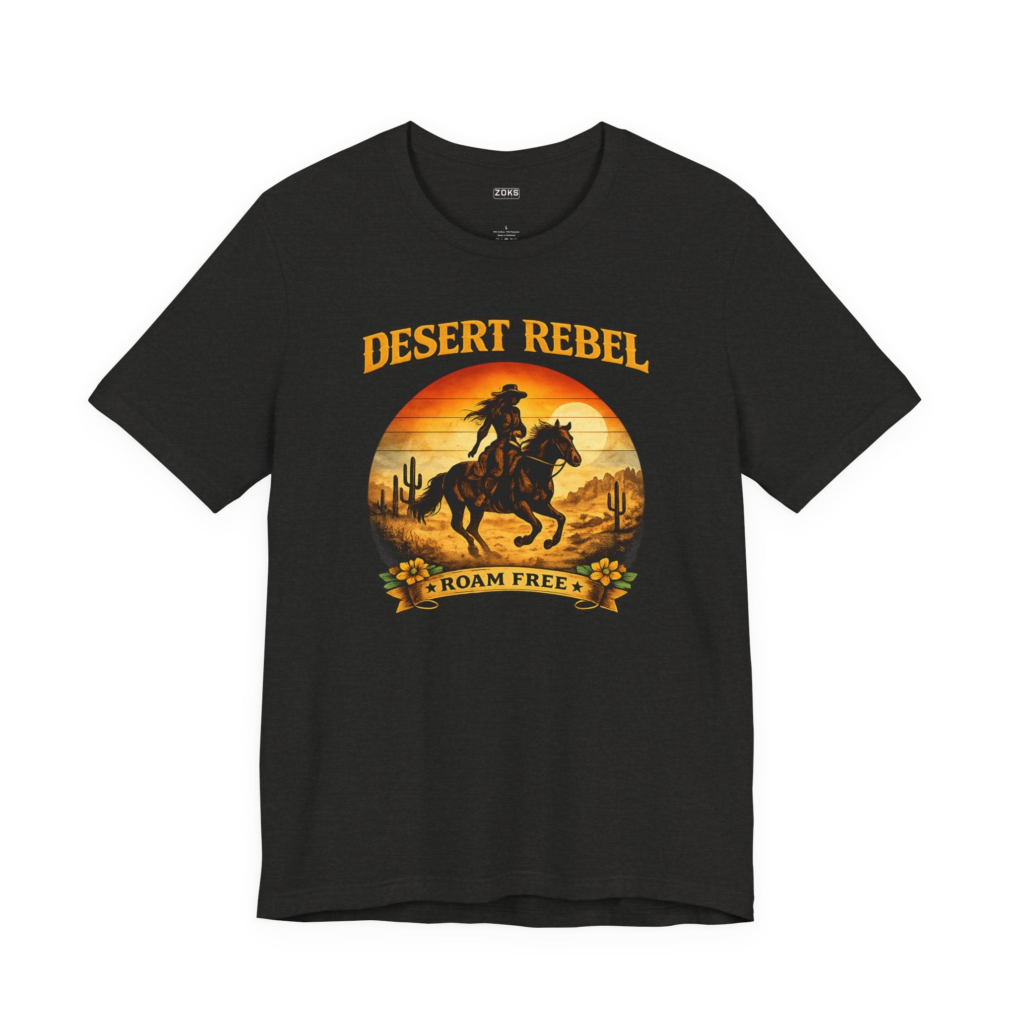 Desert Rebel 'Roam Free' - Women's Western Cowgirl Sunset T-Shirt