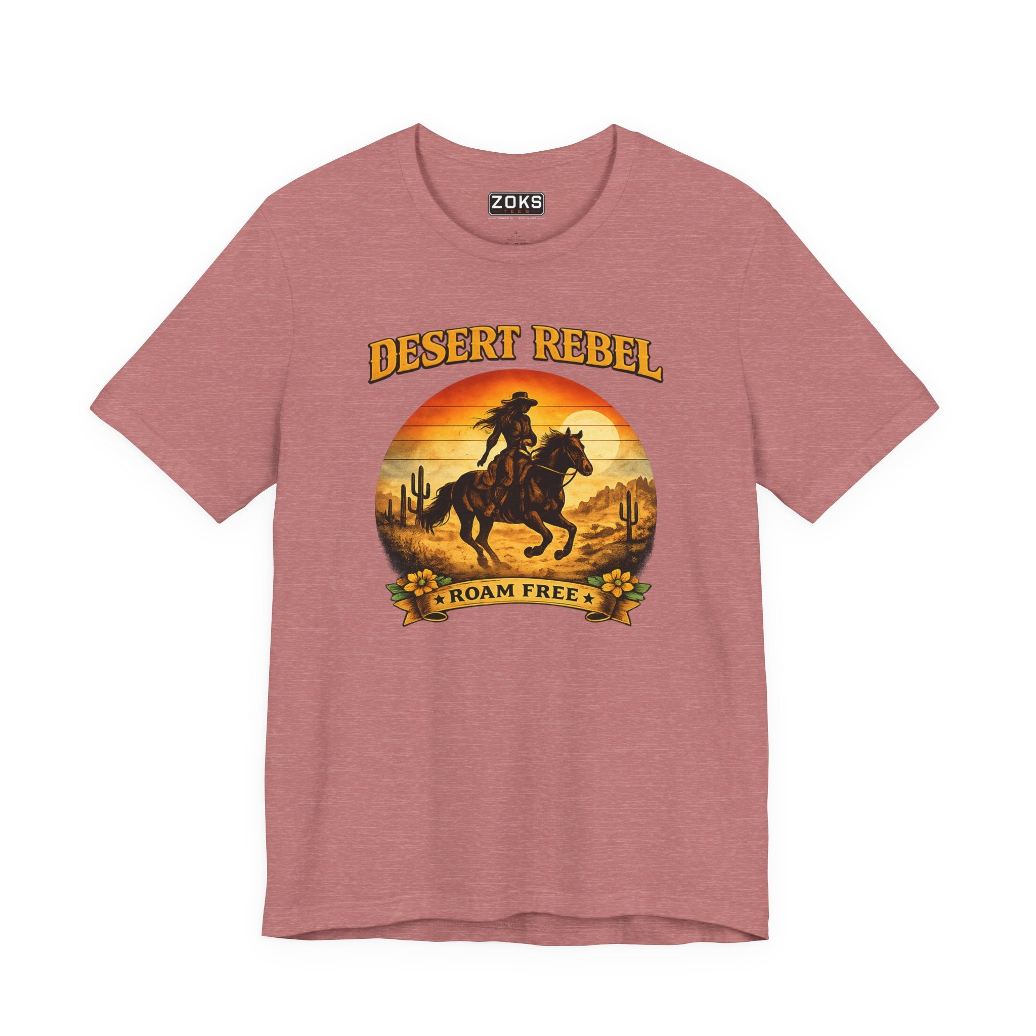 Desert Rebel 'Roam Free' - Women's Western Cowgirl Sunset T-Shirt