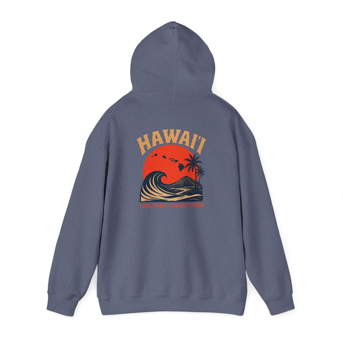 Hawai'i Lava Coast Surf Hoodie | Vintage Wave, Volcano & Palm Tree Graphic Sweatshirt