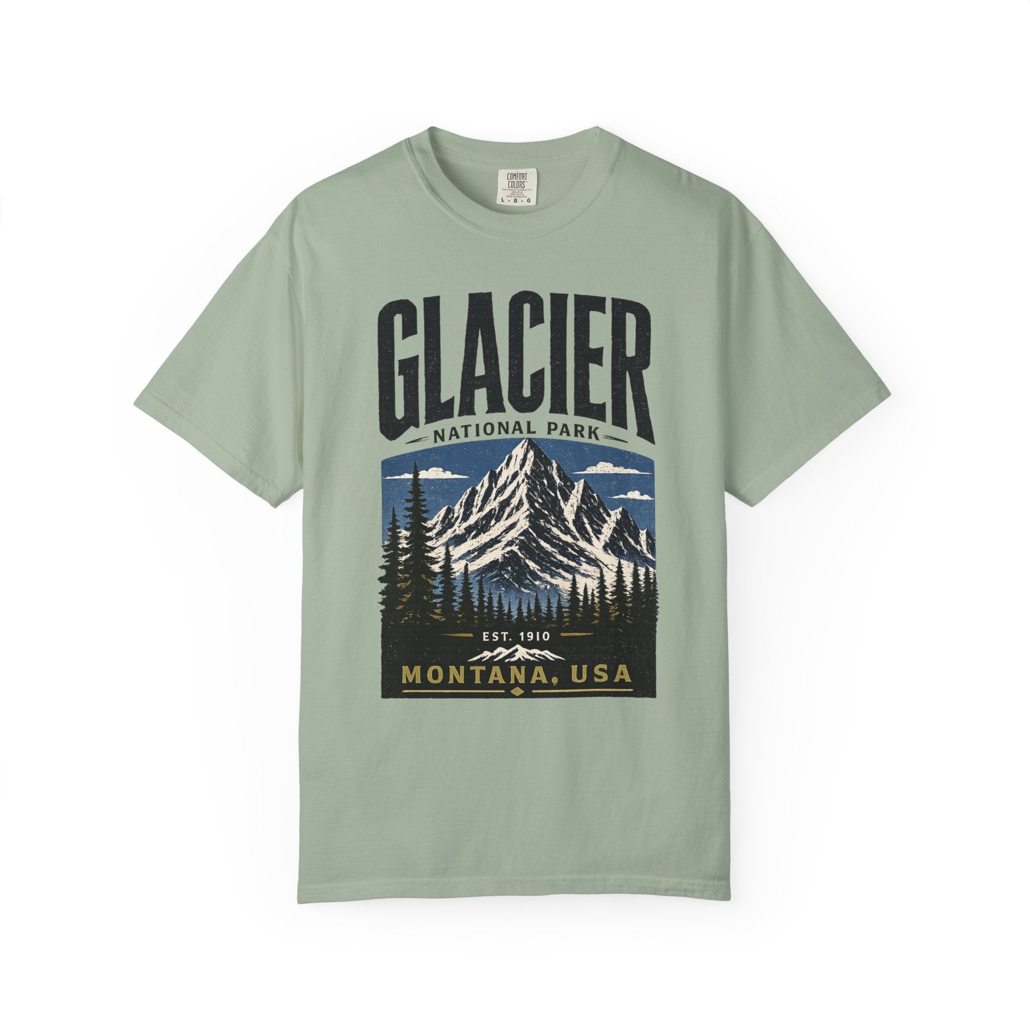 Glacier National Park Montana Mountain Scenic Graphic T-Shirt
