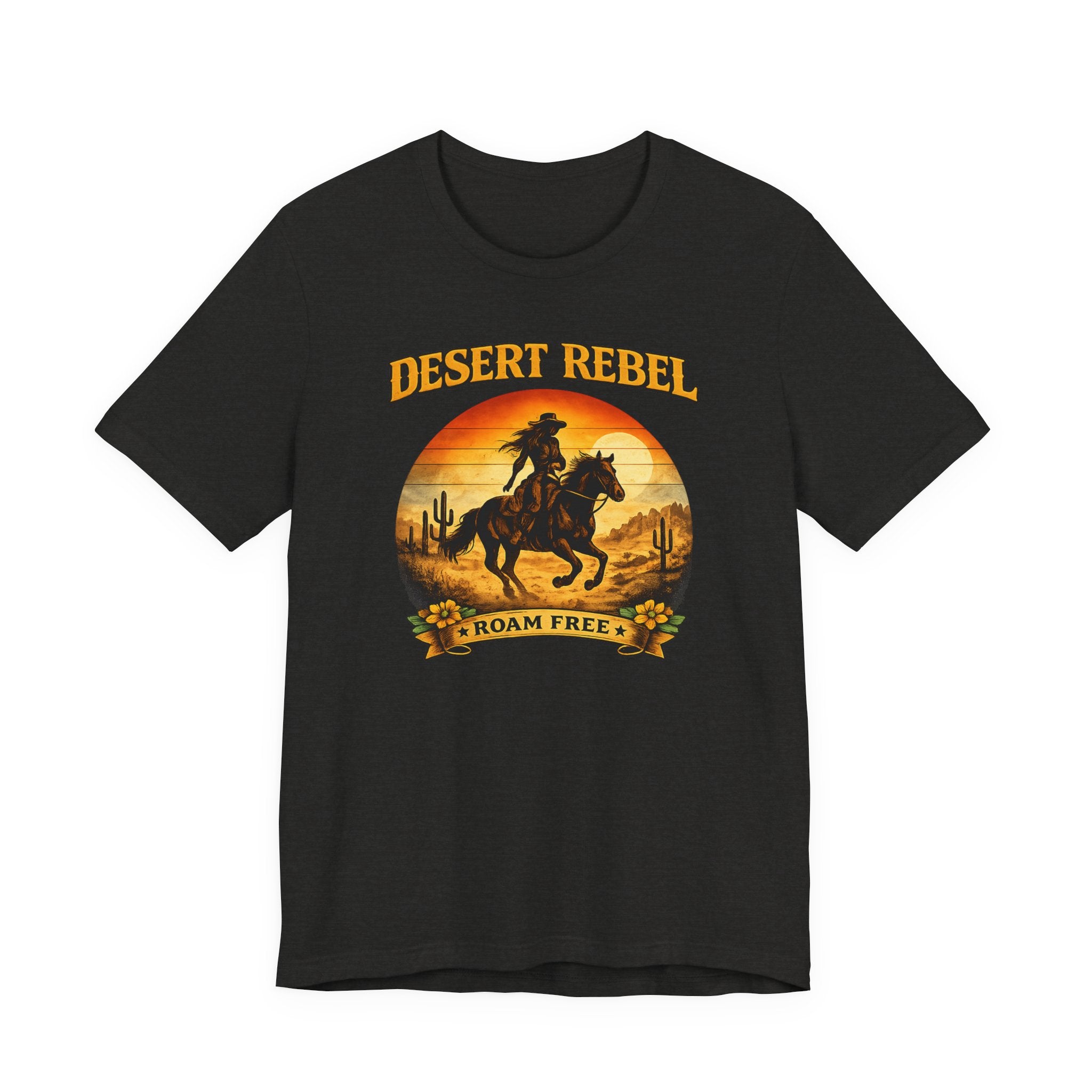 Desert Rebel 'Roam Free' Western Cowboy Sunset T-Shirt