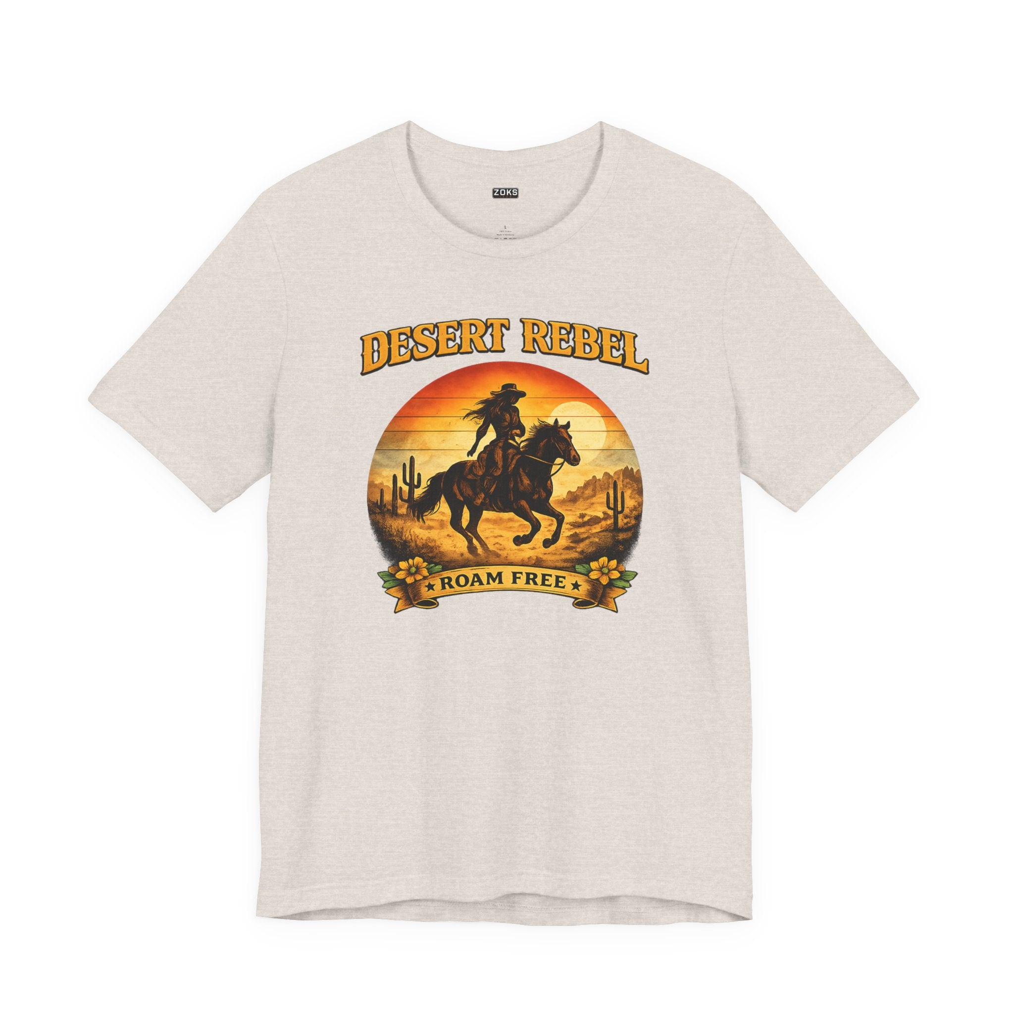 Desert Rebel 'Roam Free' - Women's Western Cowgirl Sunset T-Shirt