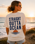 Straight Outta Ocean Retro Sunset Beach T-Shirt